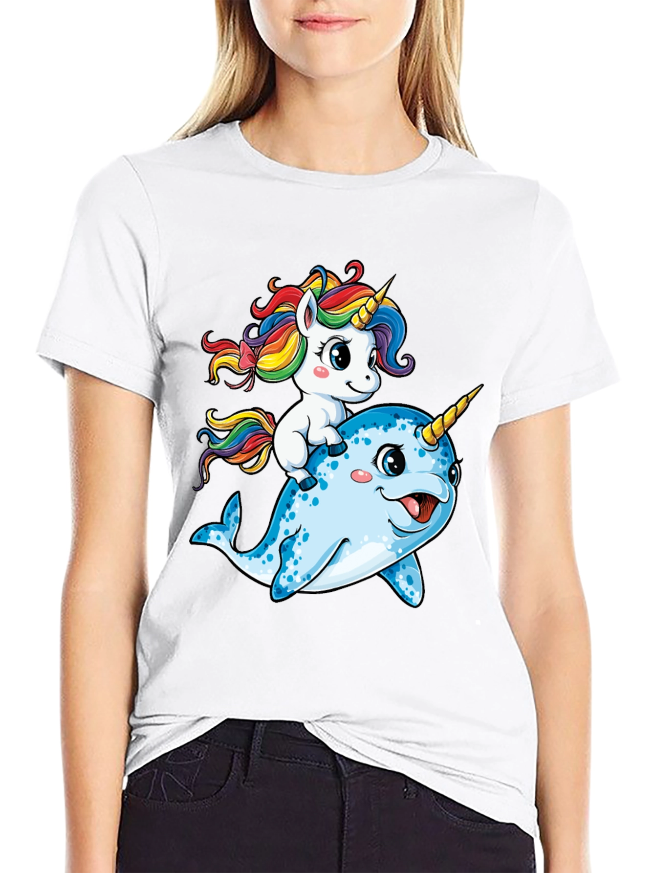 Unicorn Riding Narwhal T-Shirt