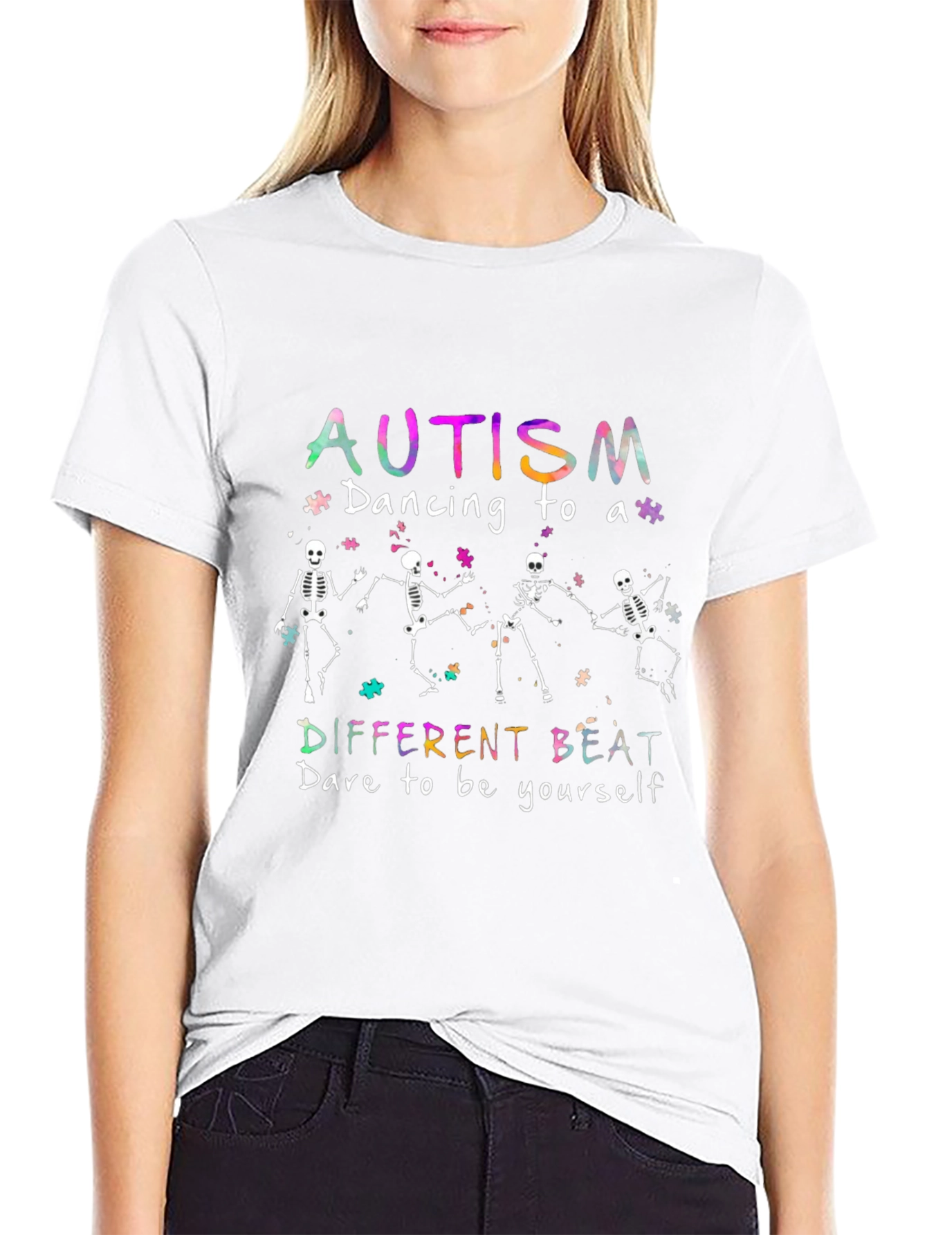 Autism Awareness Skeleton Dancing T-Shirt