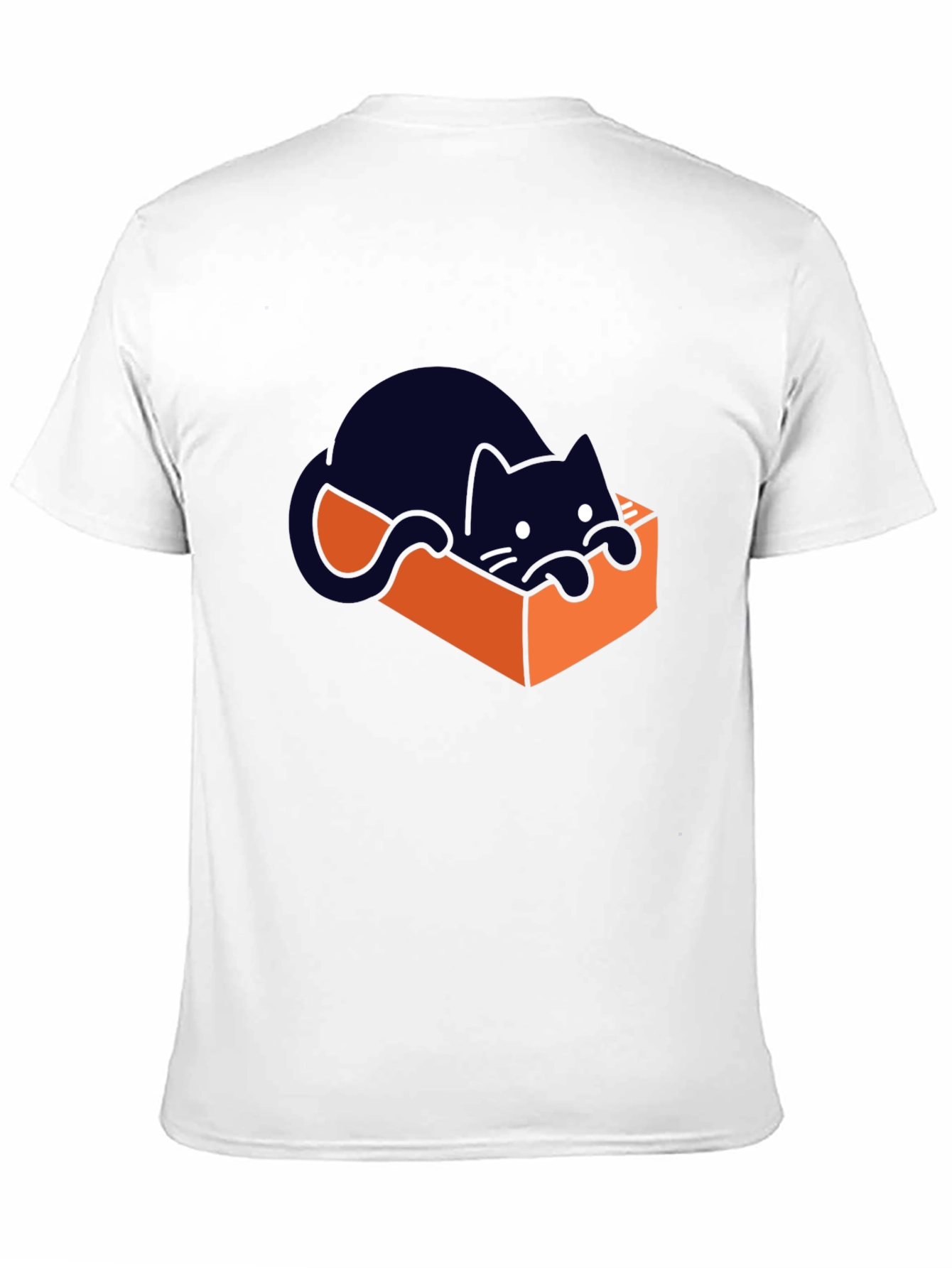 Cute Cat in a Box Graphic T-Shirt - Black