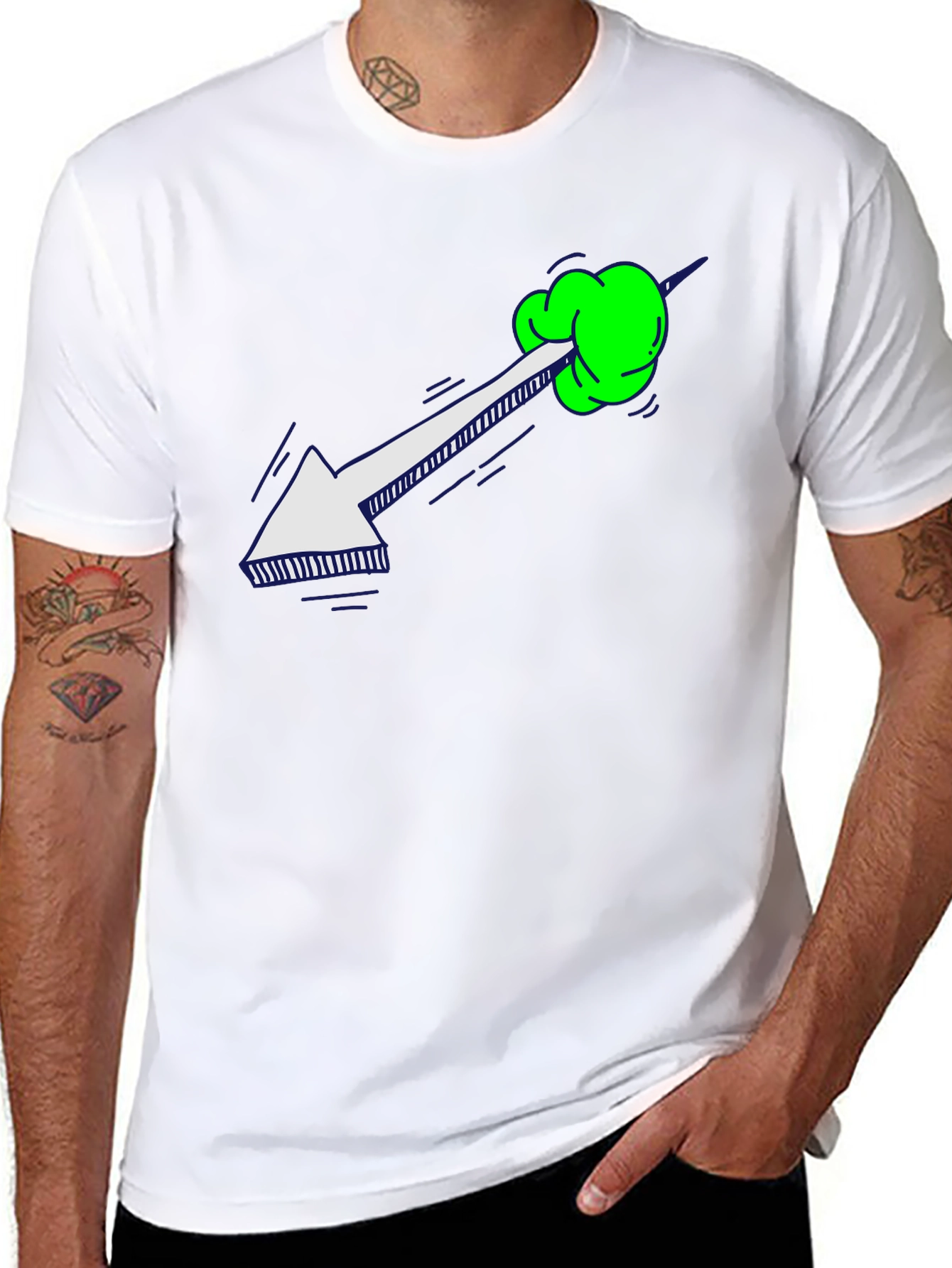 Arrow Through Neon Green Hand T-Shirt