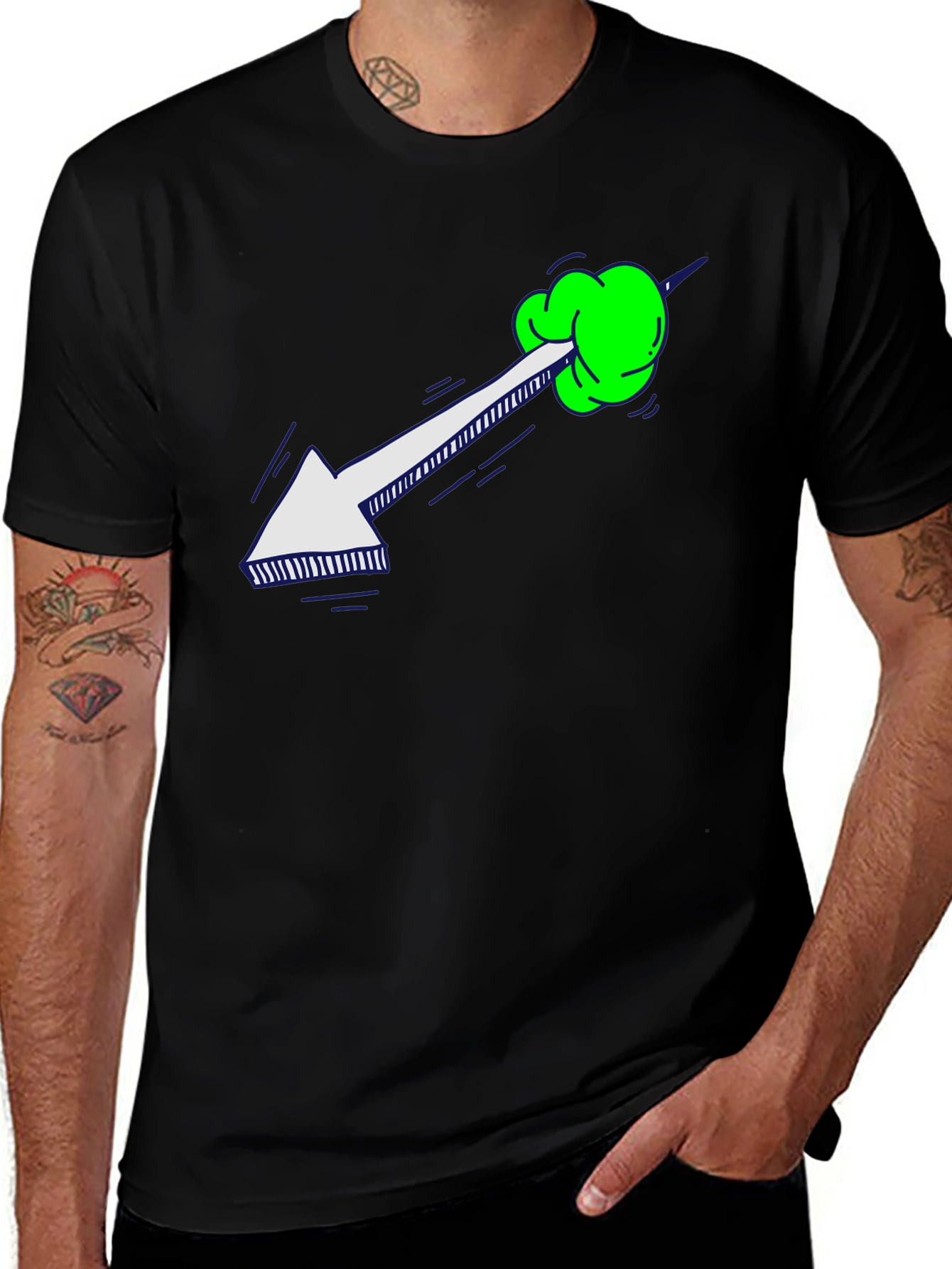 Arrow Through Neon Green Hand T-Shirt