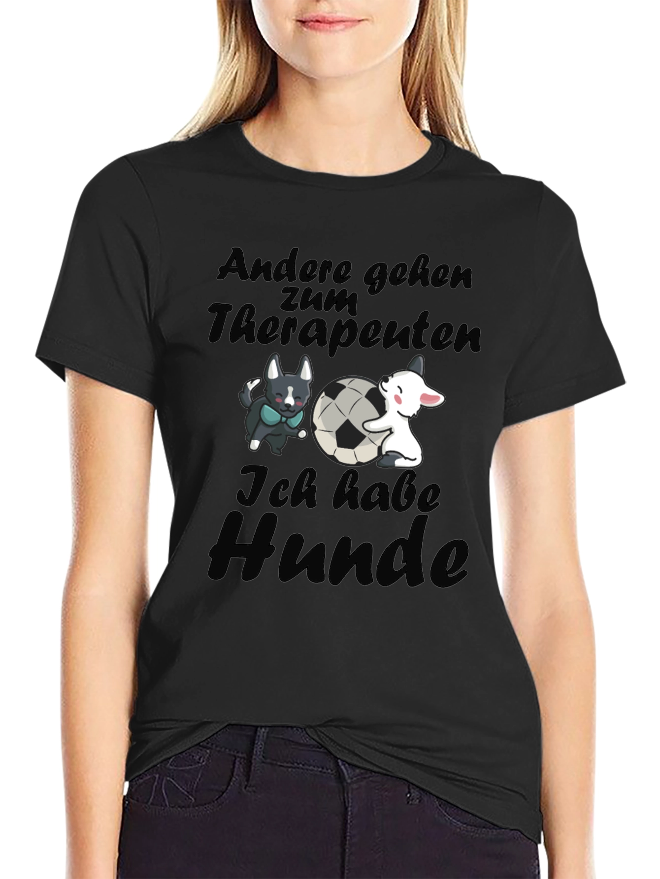 Mens Black Ich Habe Hunde Graphic Tee