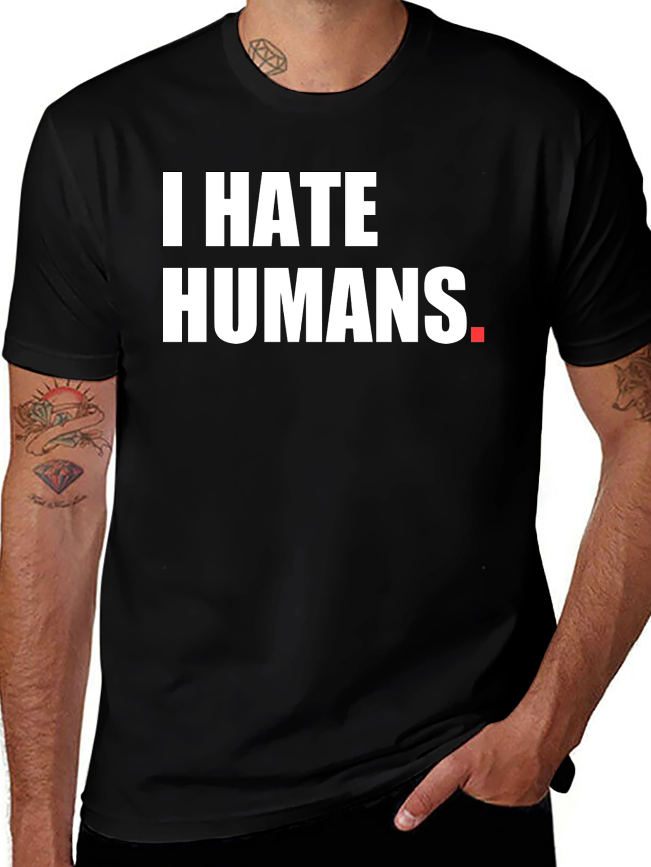 I HATE HUMANS Black Graphic Tee - Novelty Shirt