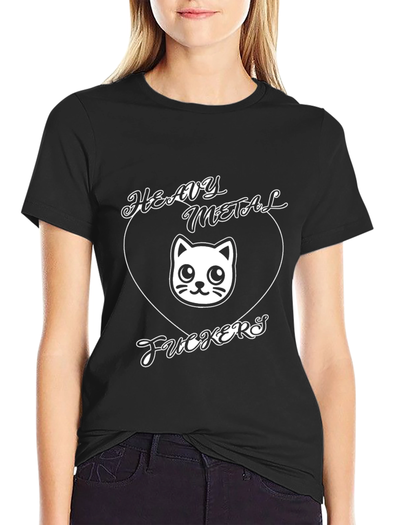 Heavy Metal Cat Graphic T-Shirt - Rocker Style!