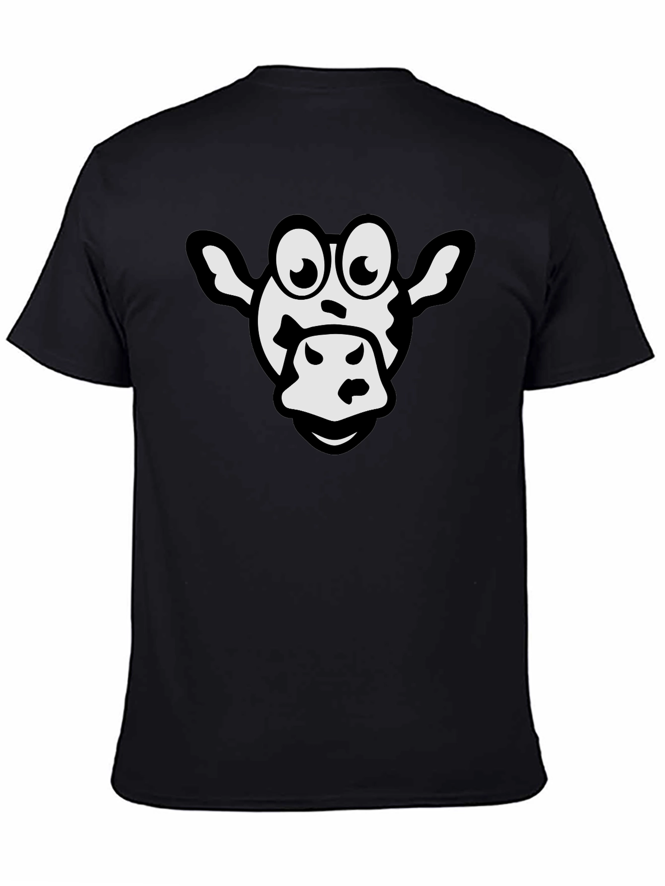 Cartoon Cow Graphic Black T-Shirt