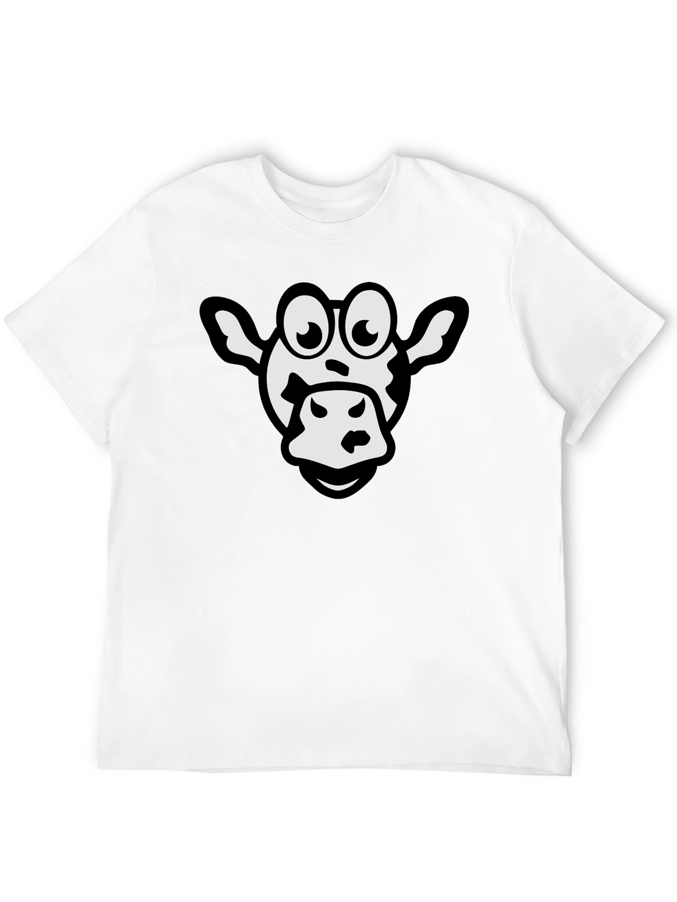 Cartoon Cow Graphic Black T-Shirt