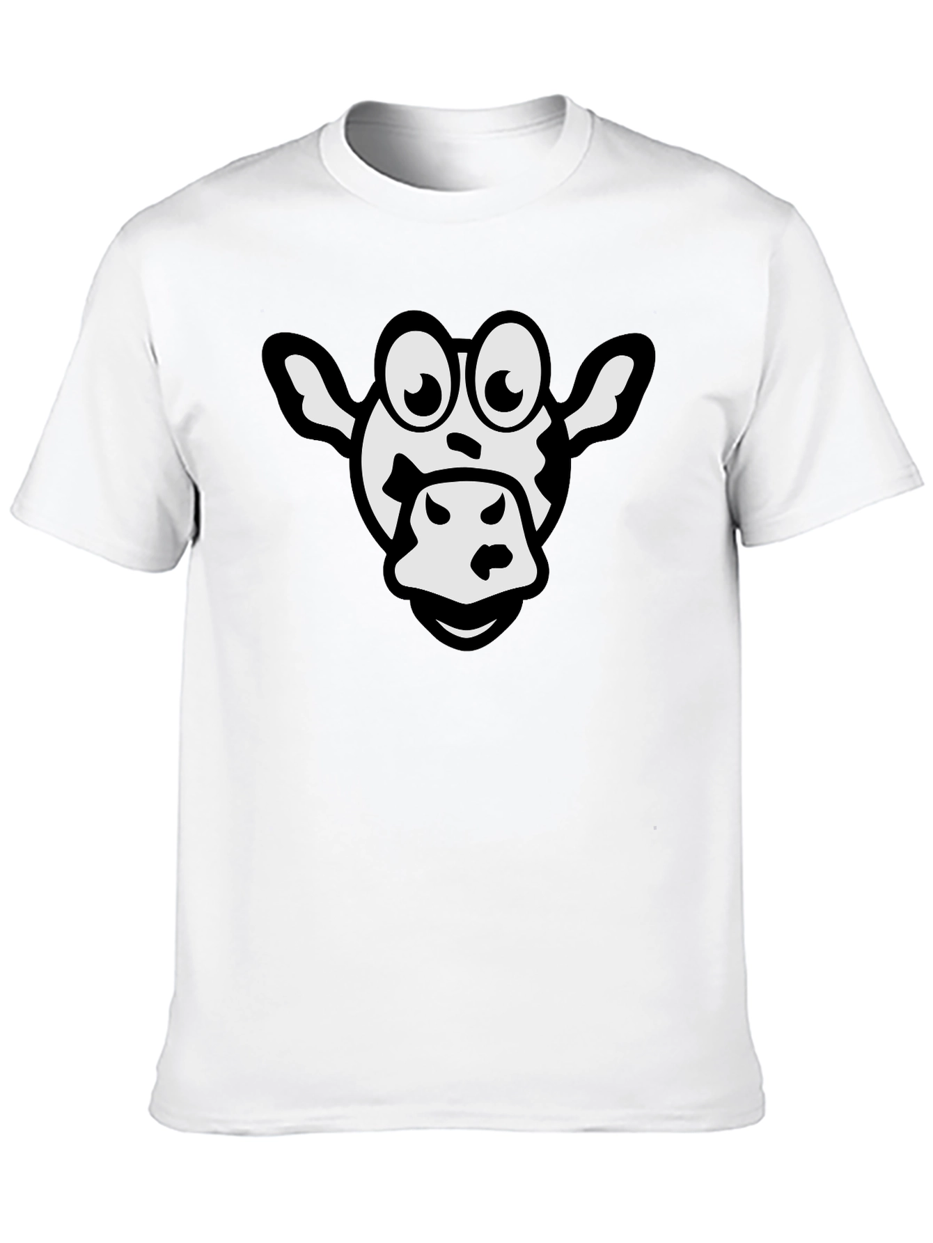 Cartoon Cow Graphic Black T-Shirt