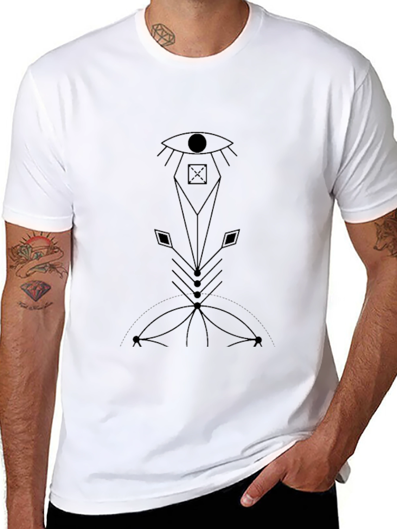 Geometric Eye Design Black T-Shirt