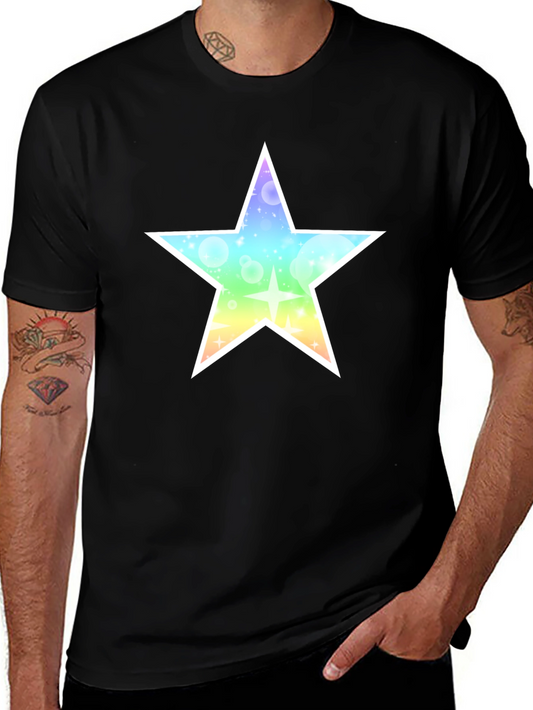 Rainbow Star Graphic Black T-Shirt