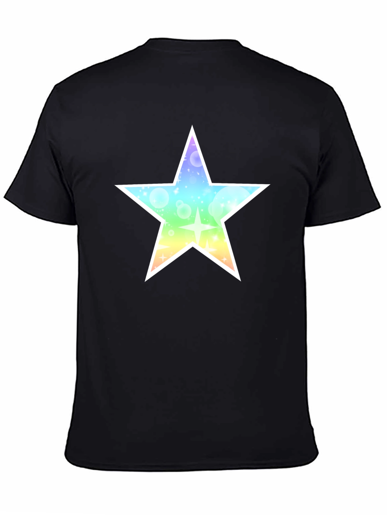 Rainbow Star Graphic Black T-Shirt