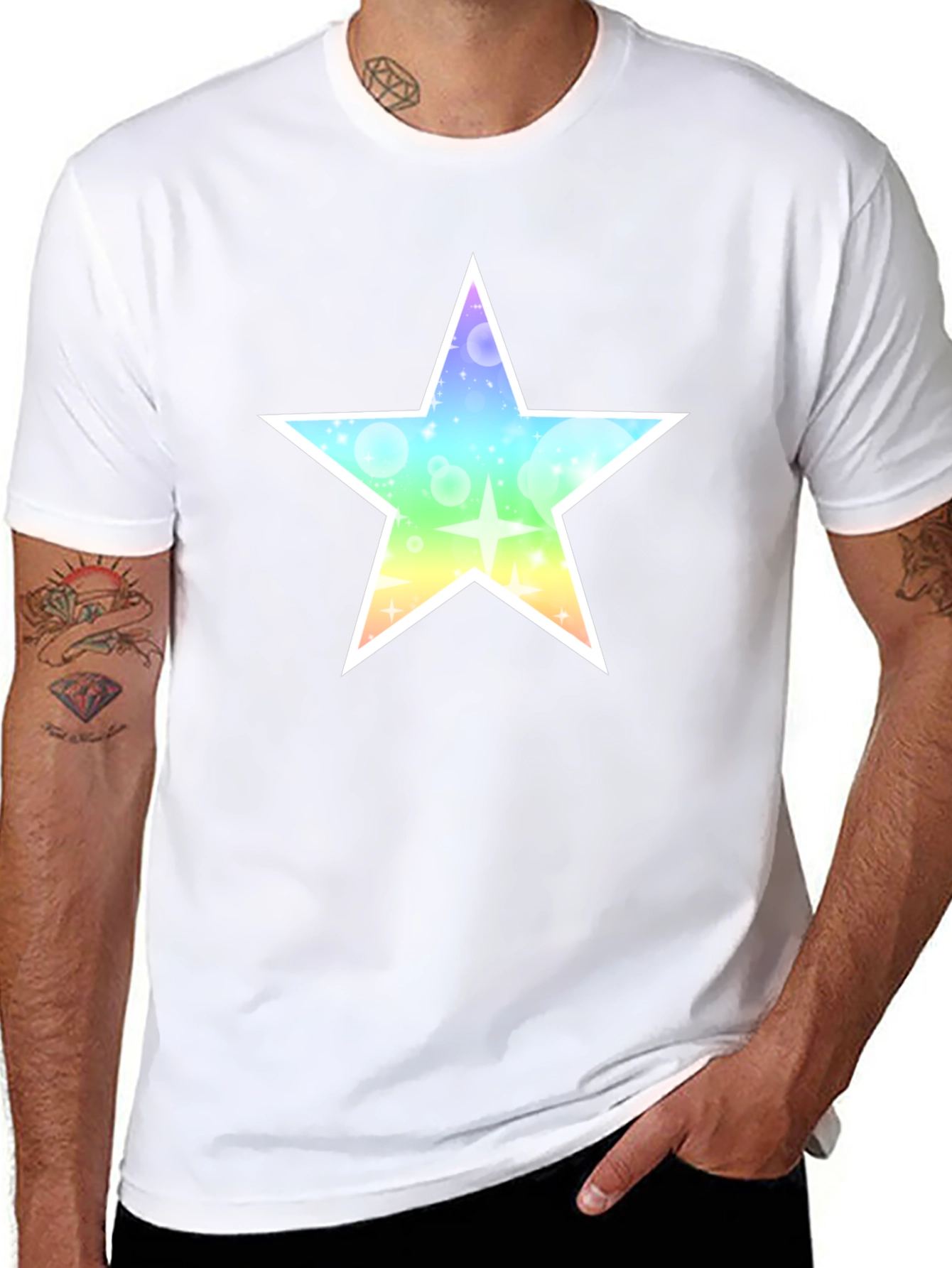 Rainbow Star Graphic Black T-Shirt