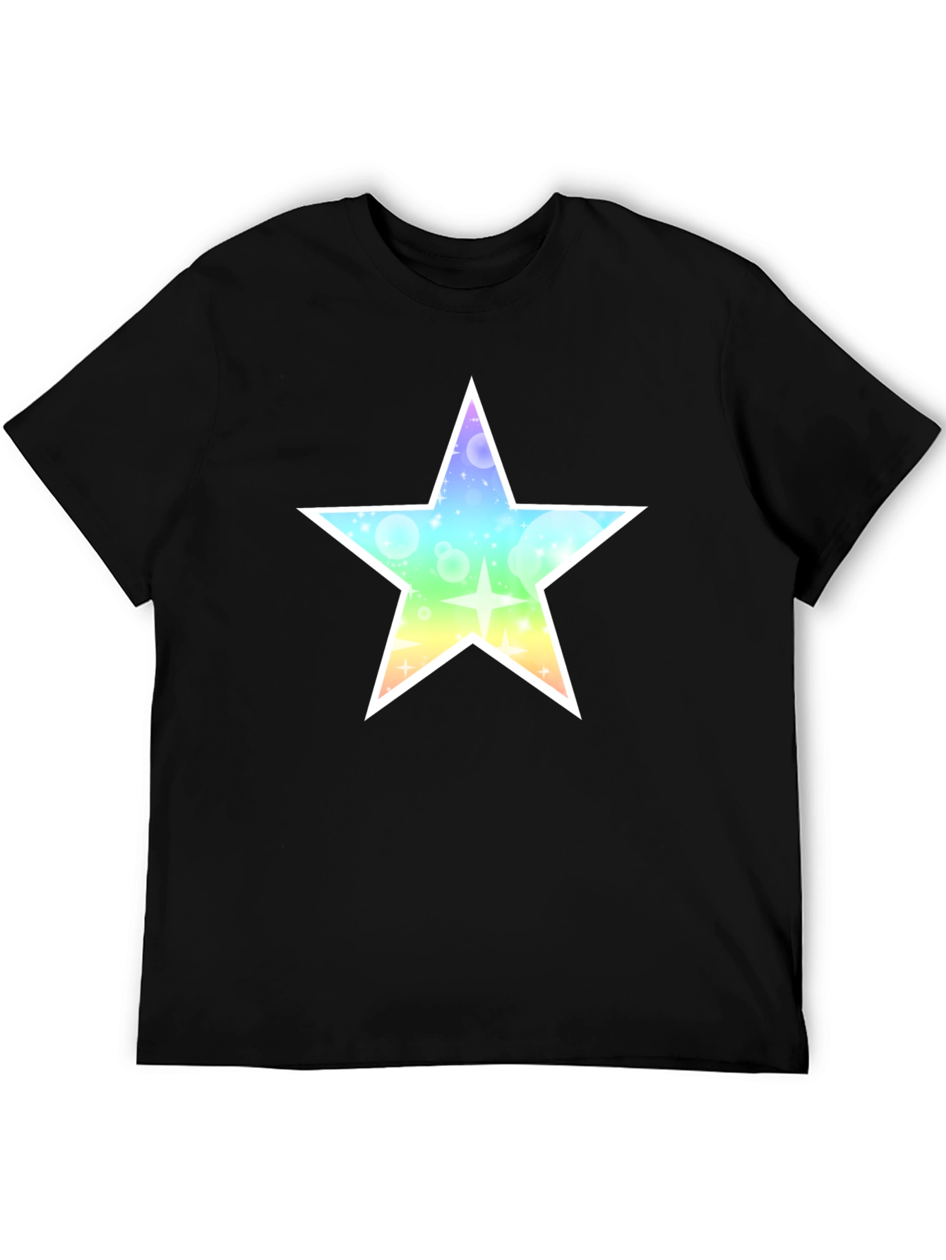 Rainbow Star Graphic Black T-Shirt