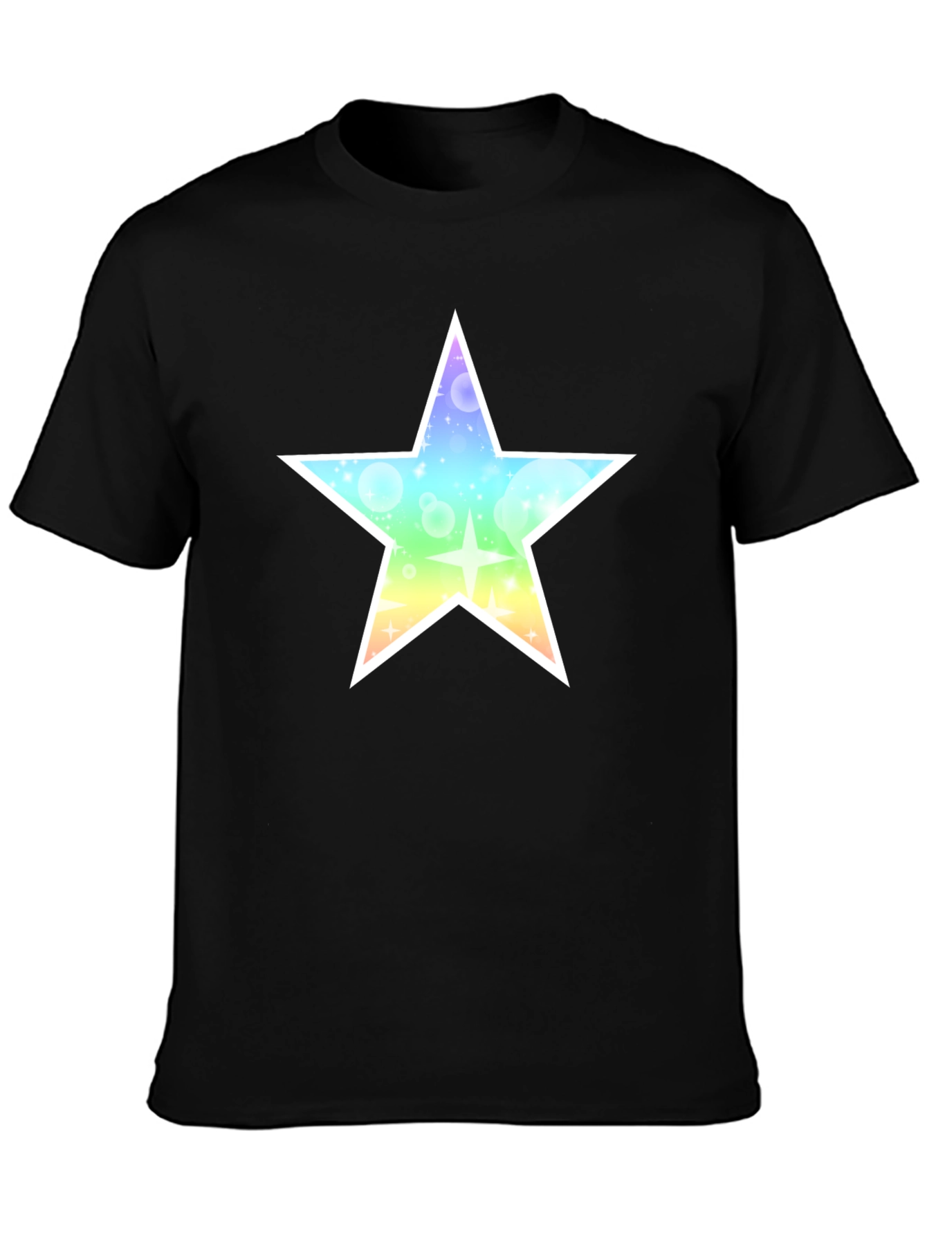 Rainbow Star Graphic Black T-Shirt