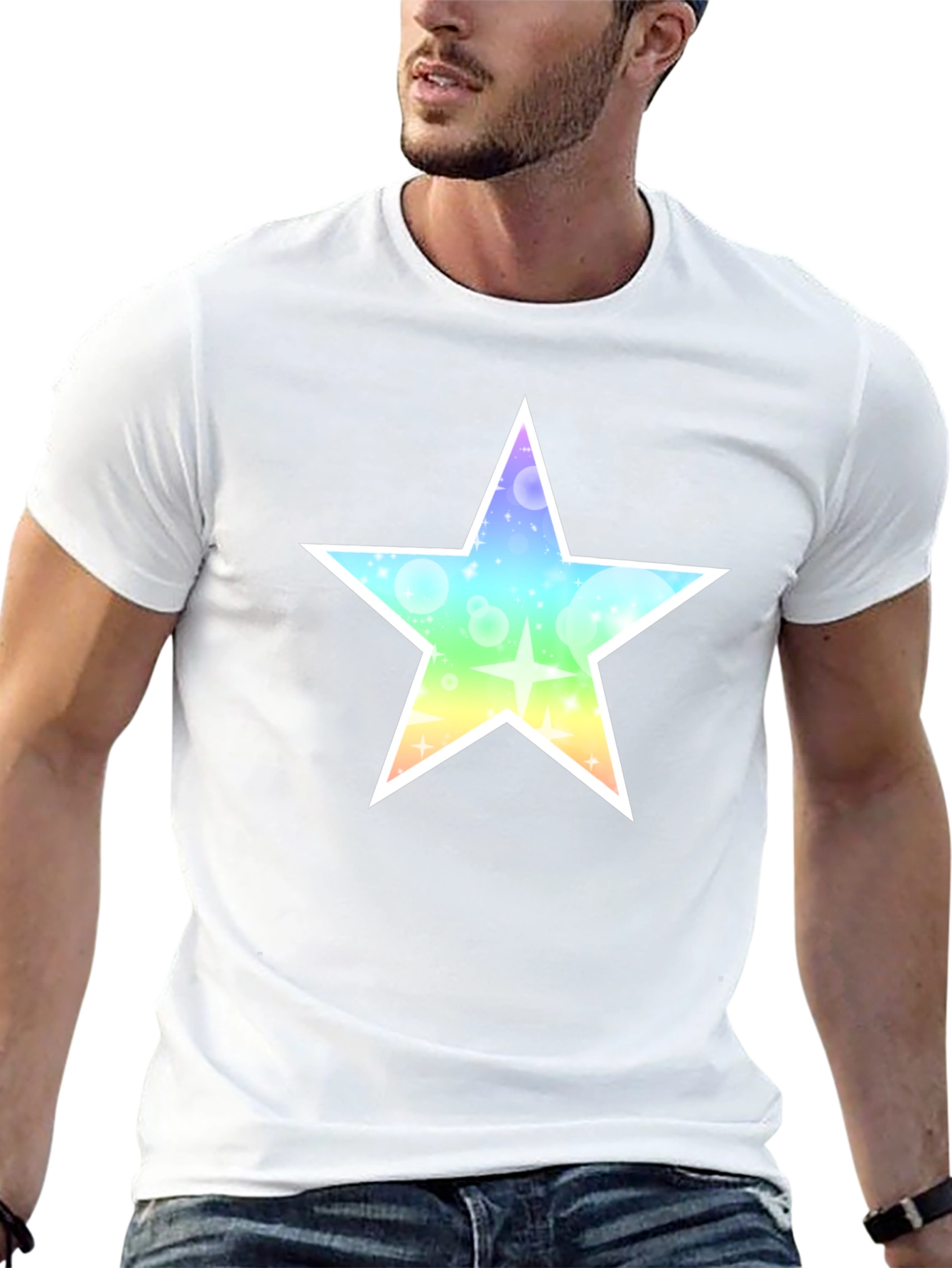 Rainbow Star Graphic Black T-Shirt