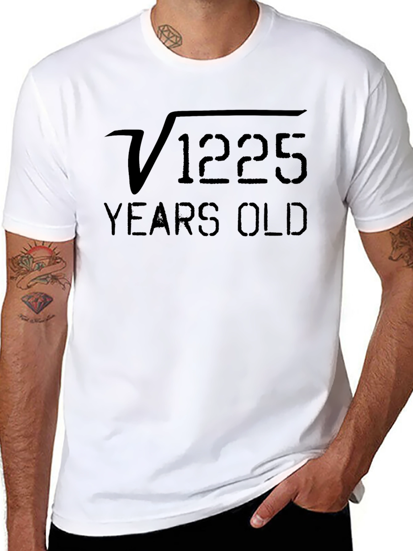 Square Root 1225 Years Old Black Tee