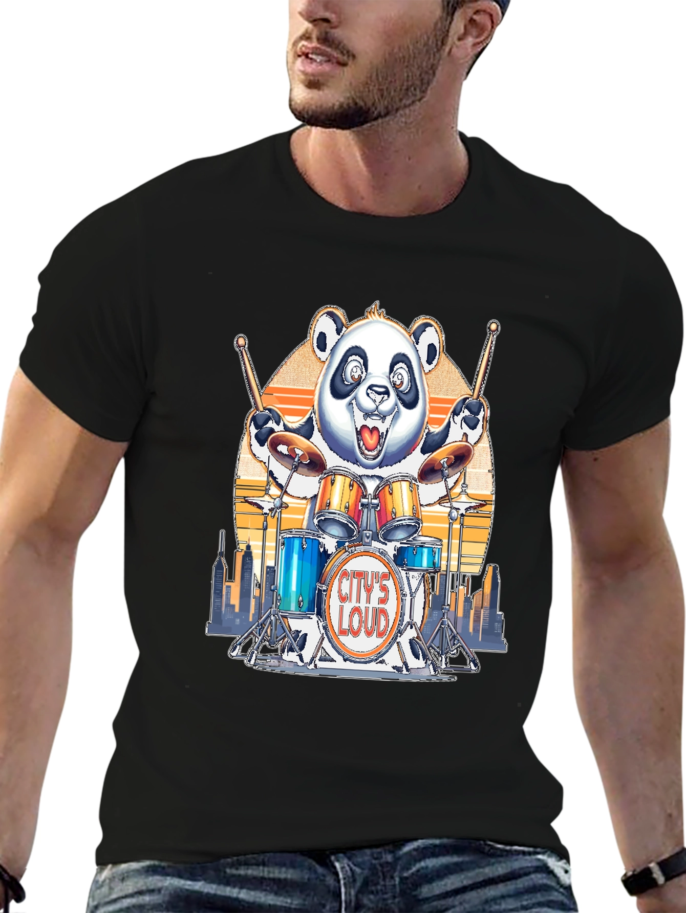 Citys Loud Drummer Panda T-Shirt