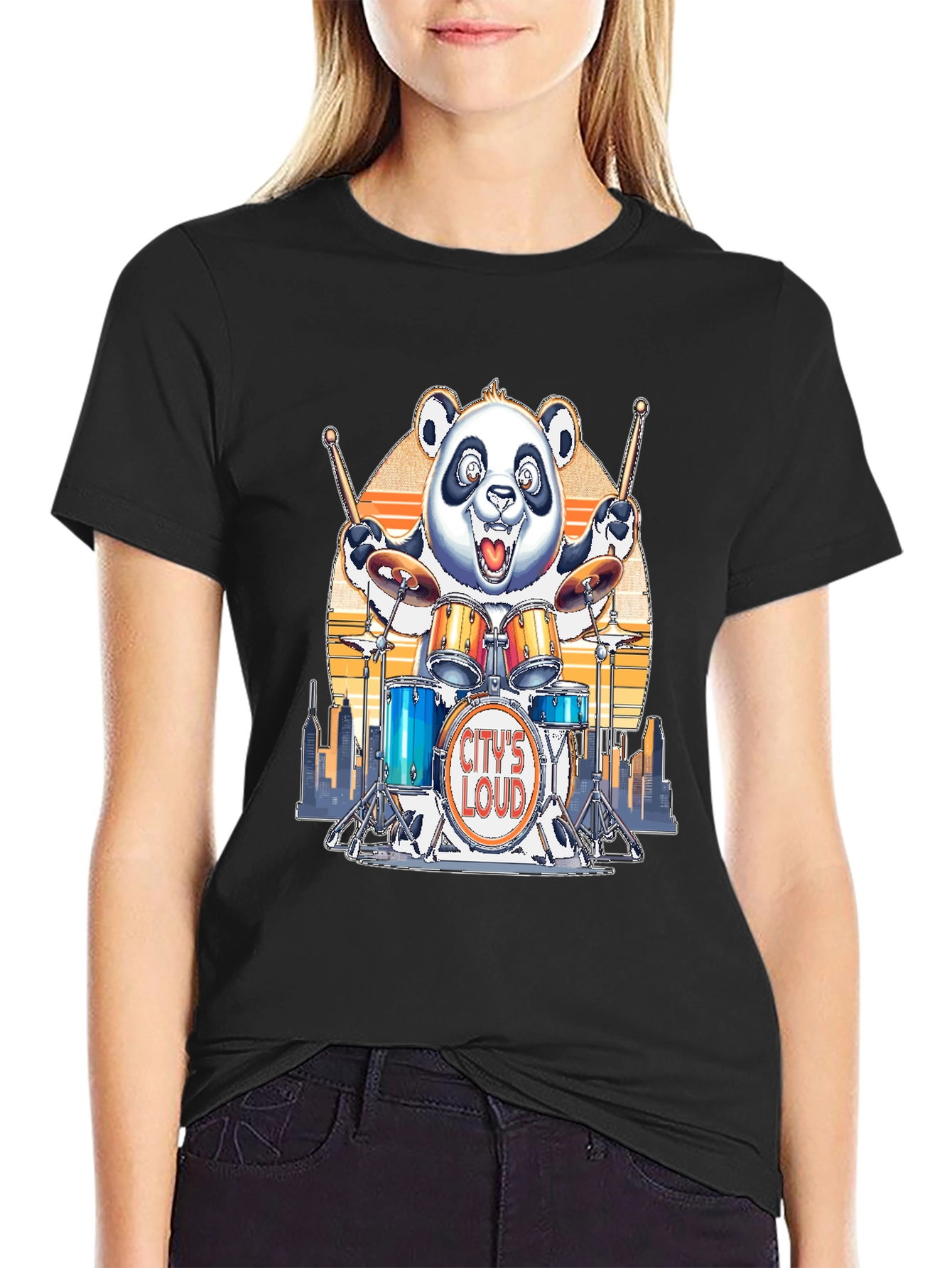 Citys Loud Drummer Panda T-Shirt