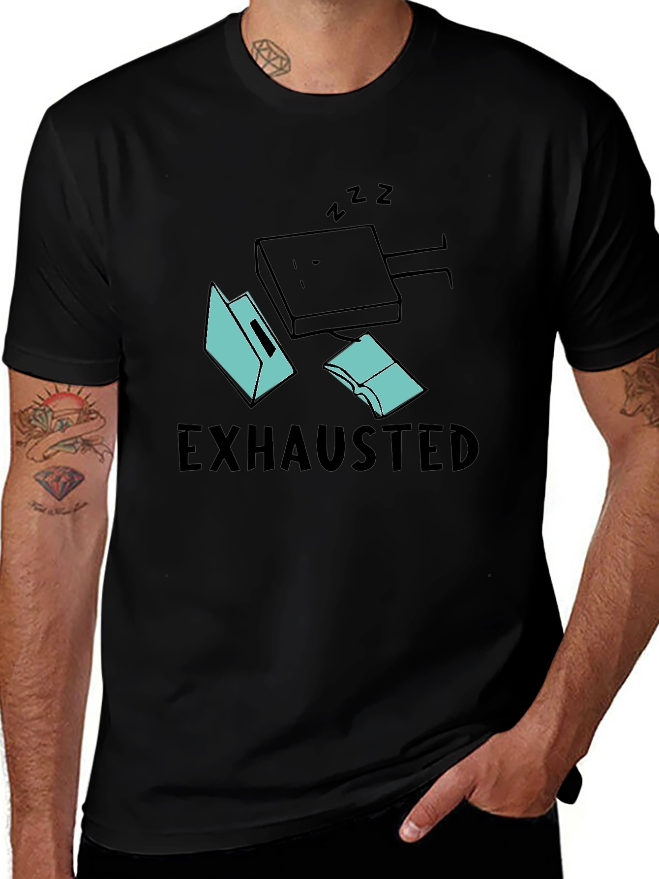 Exhausted Bookworm Black T-Shirt