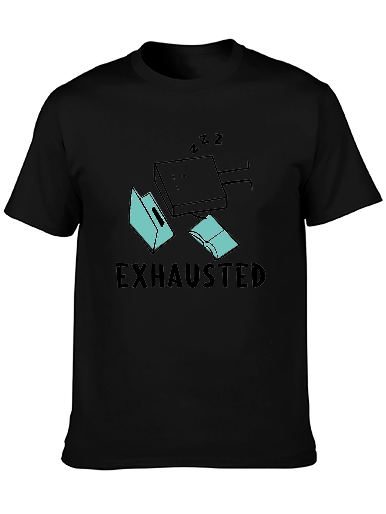 Exhausted Bookworm Black T-Shirt