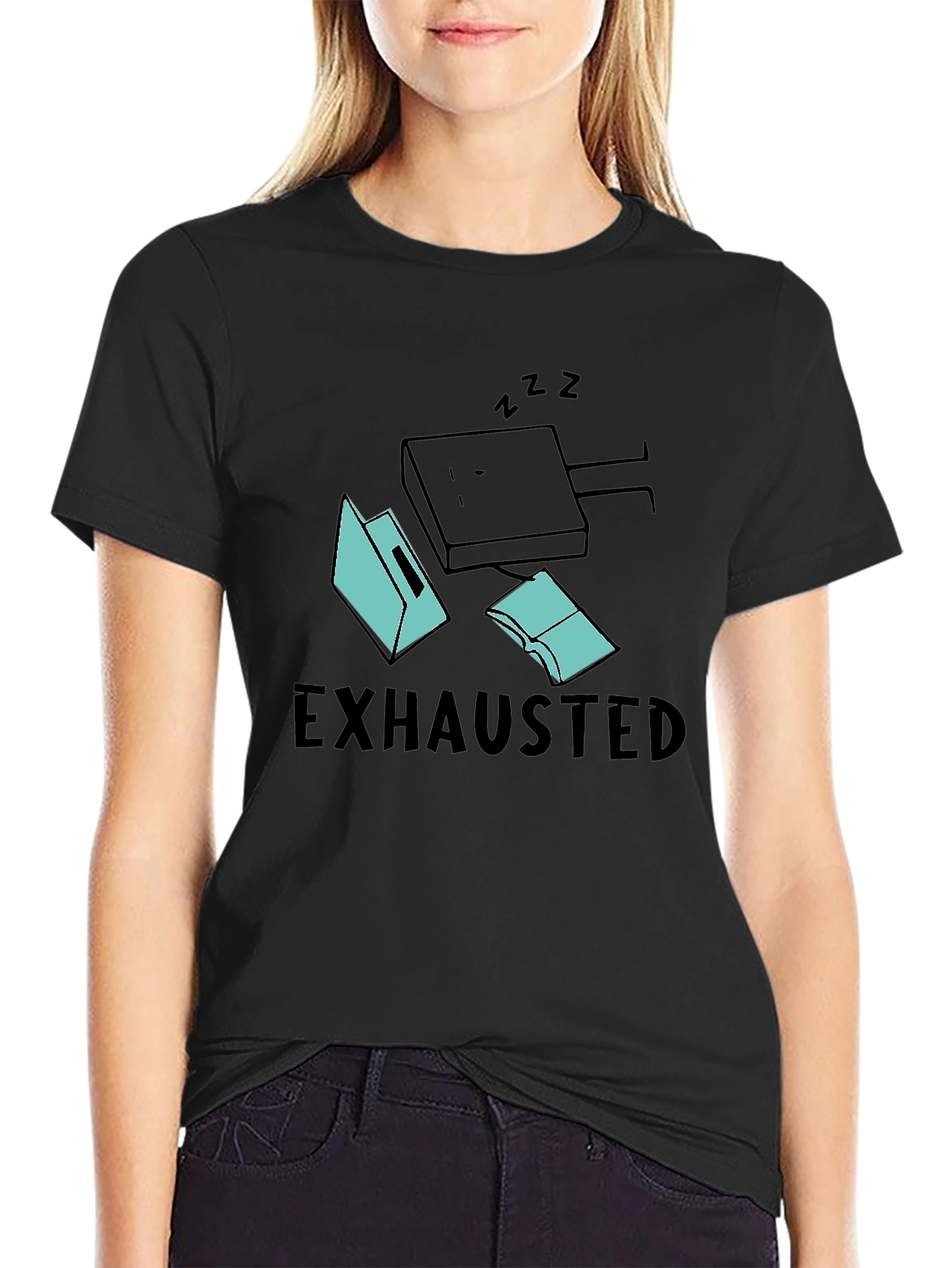 Exhausted Bookworm Black T-Shirt