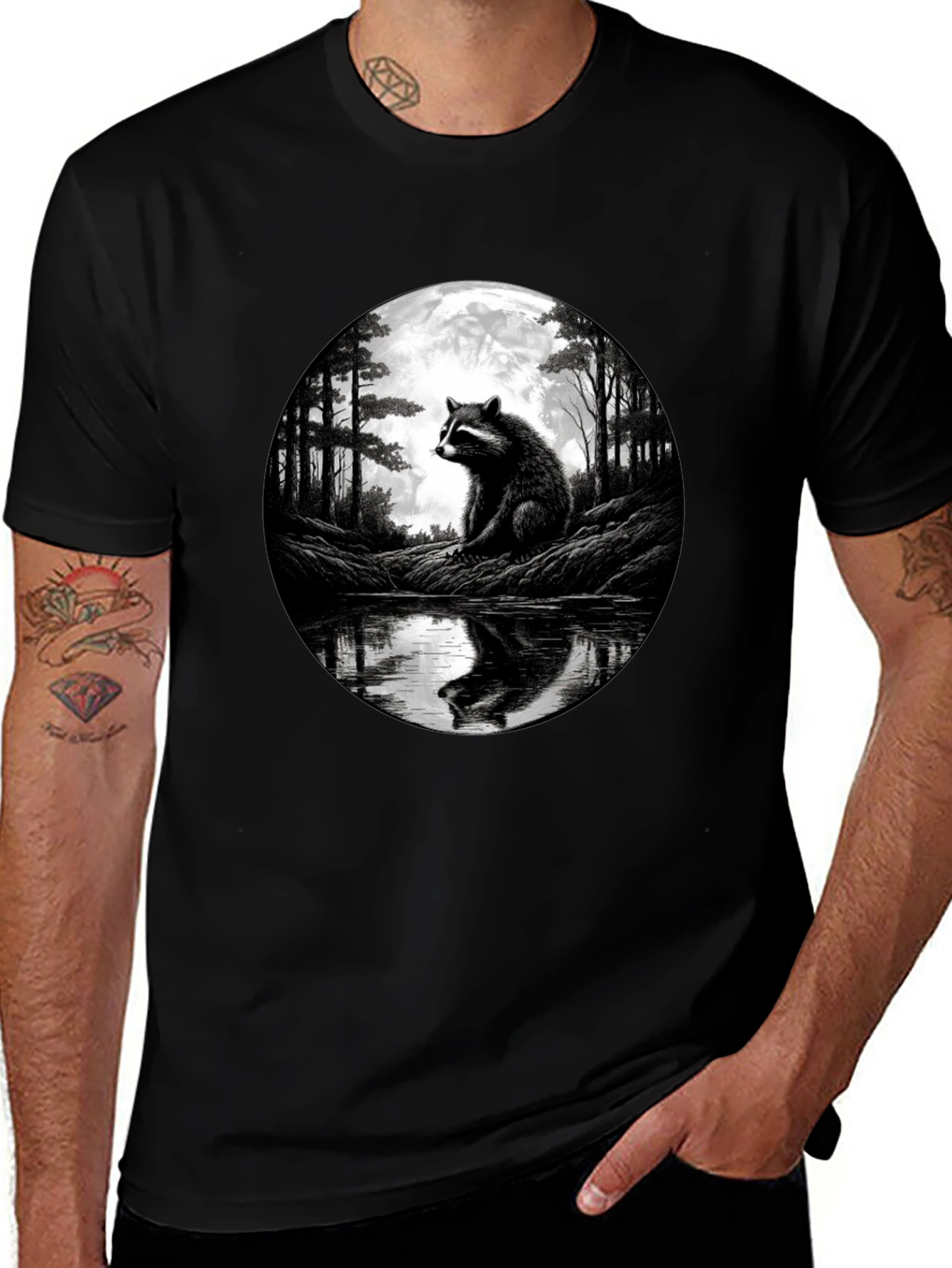 Raccoon Moon T-Shirt - Nature Graphic Tee