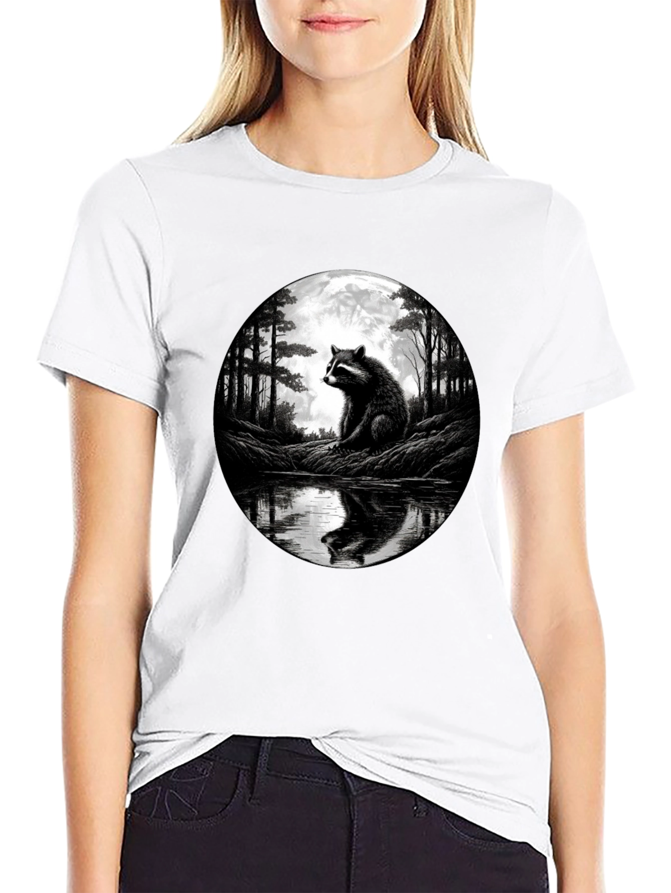 Raccoon Moon T-Shirt - Nature Graphic Tee