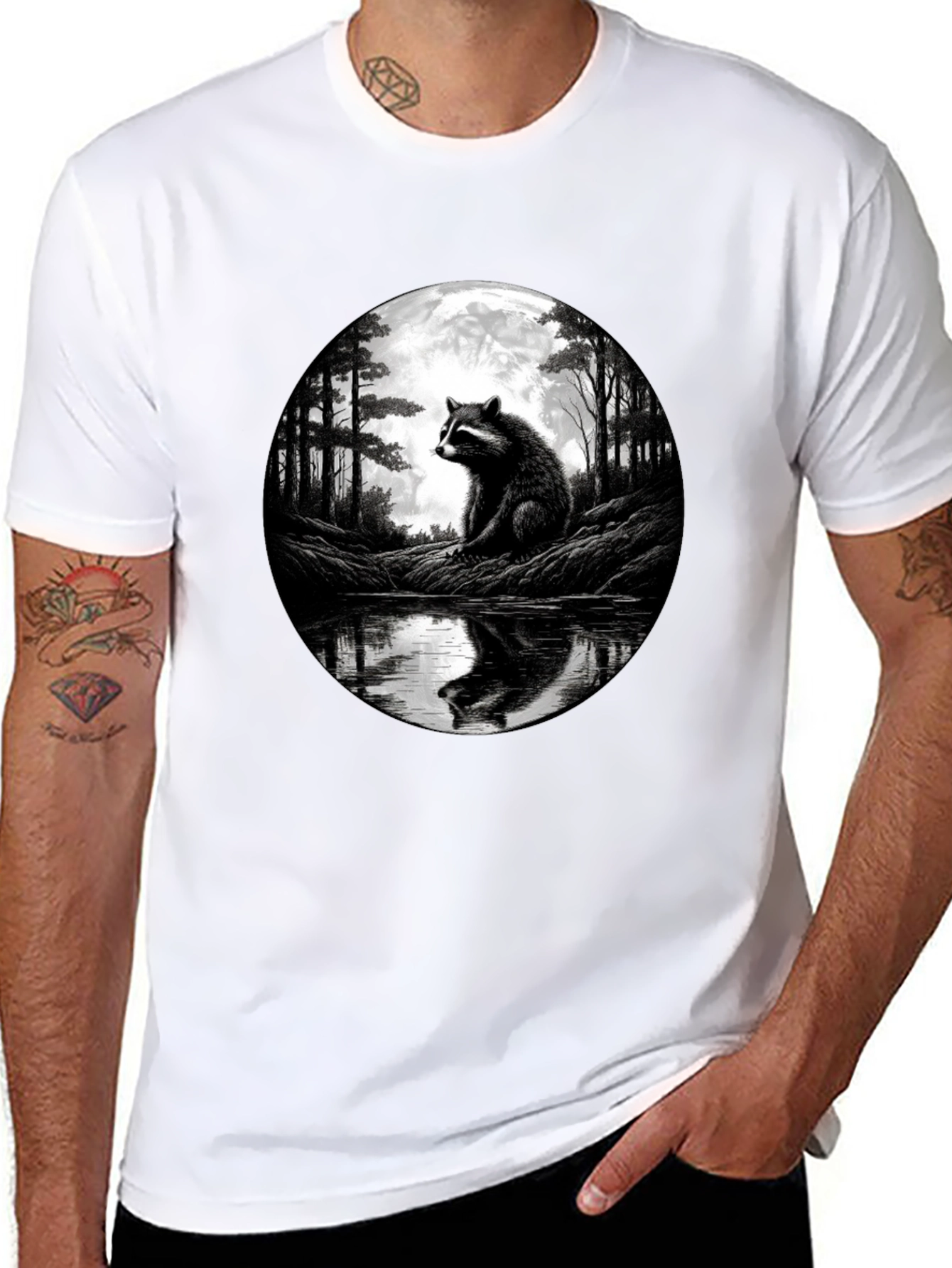 Raccoon Moon T-Shirt - Nature Graphic Tee