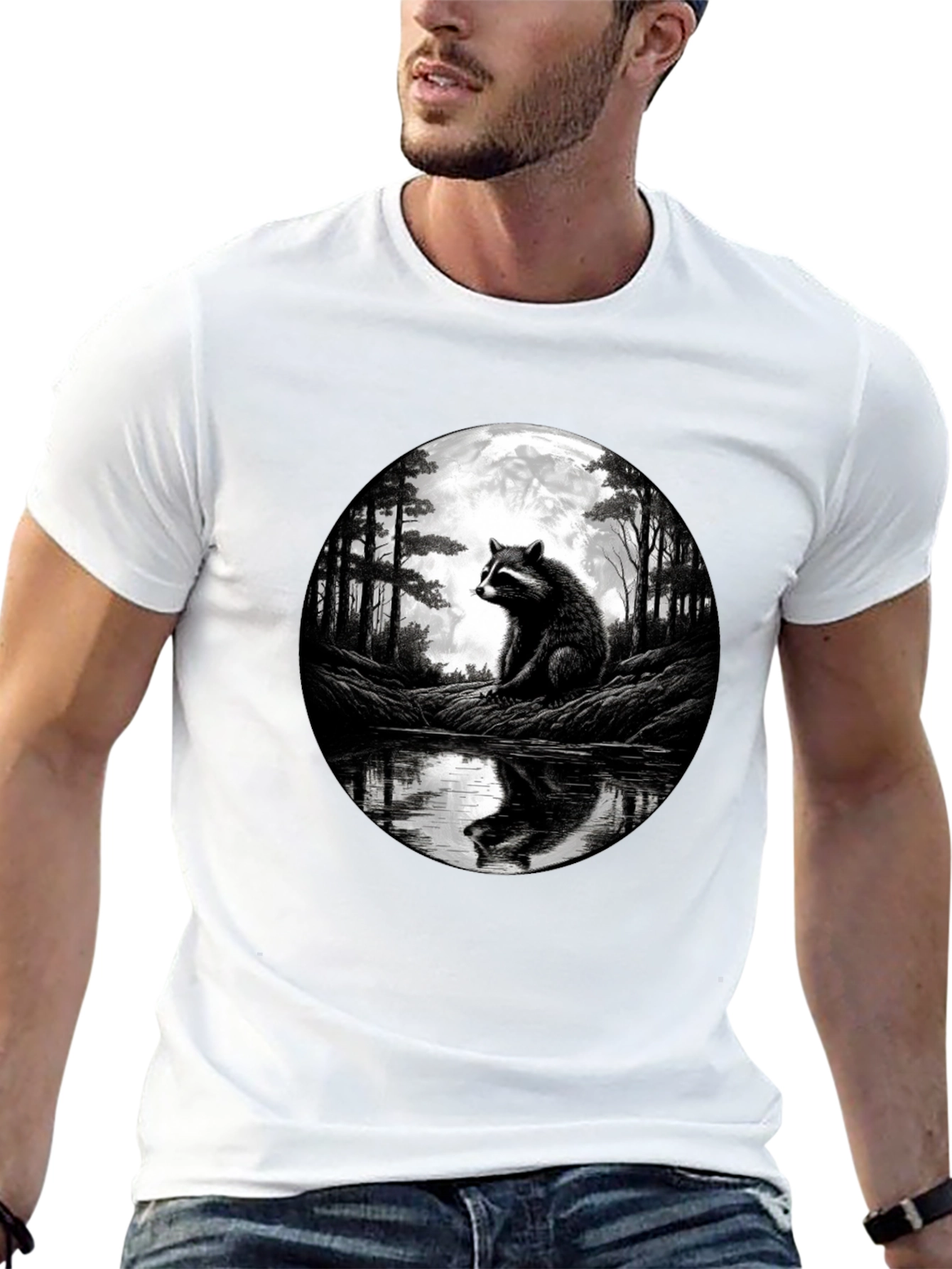 Raccoon Moon T-Shirt - Nature Graphic Tee
