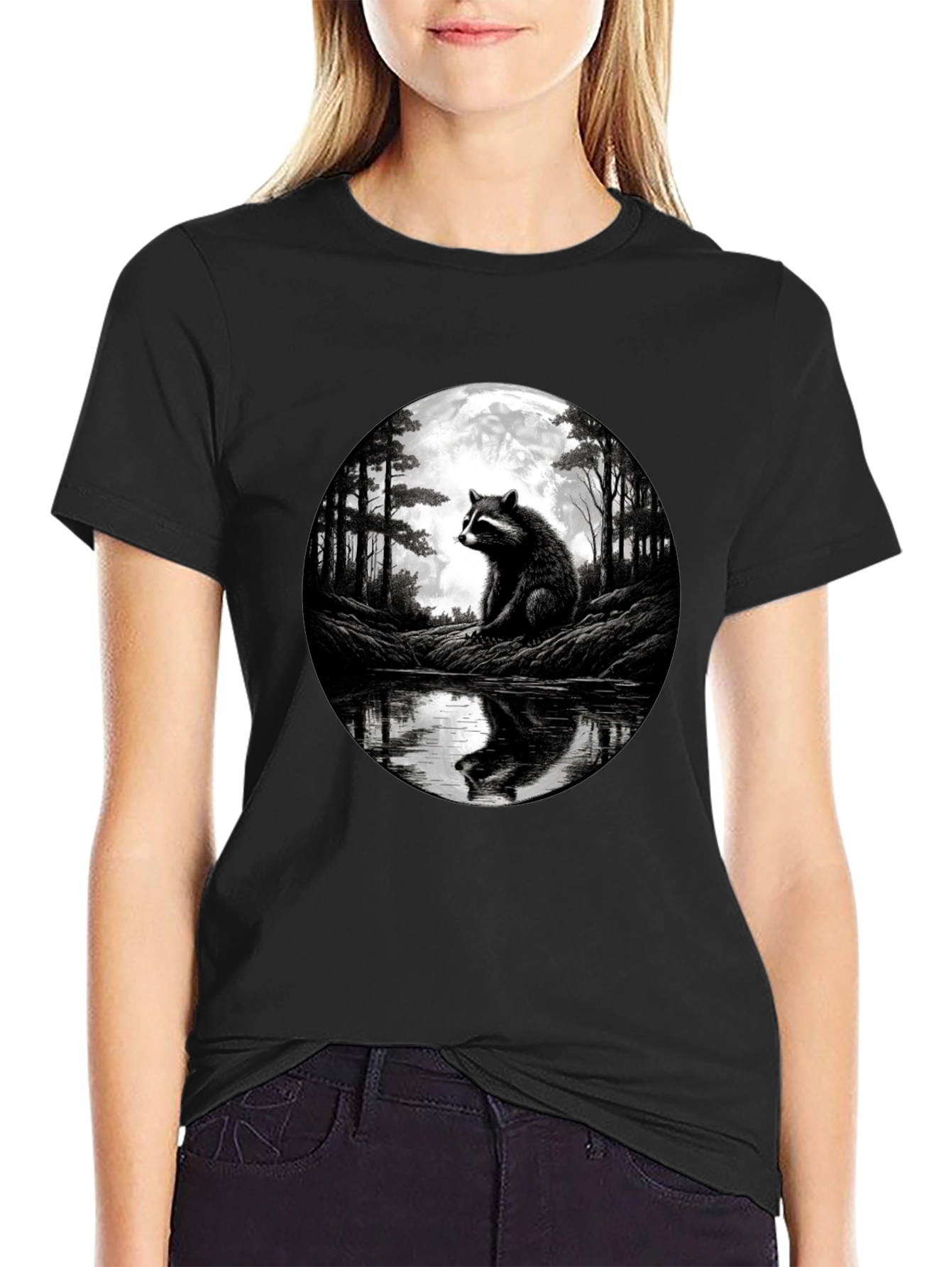 Raccoon Moon T-Shirt - Nature Graphic Tee