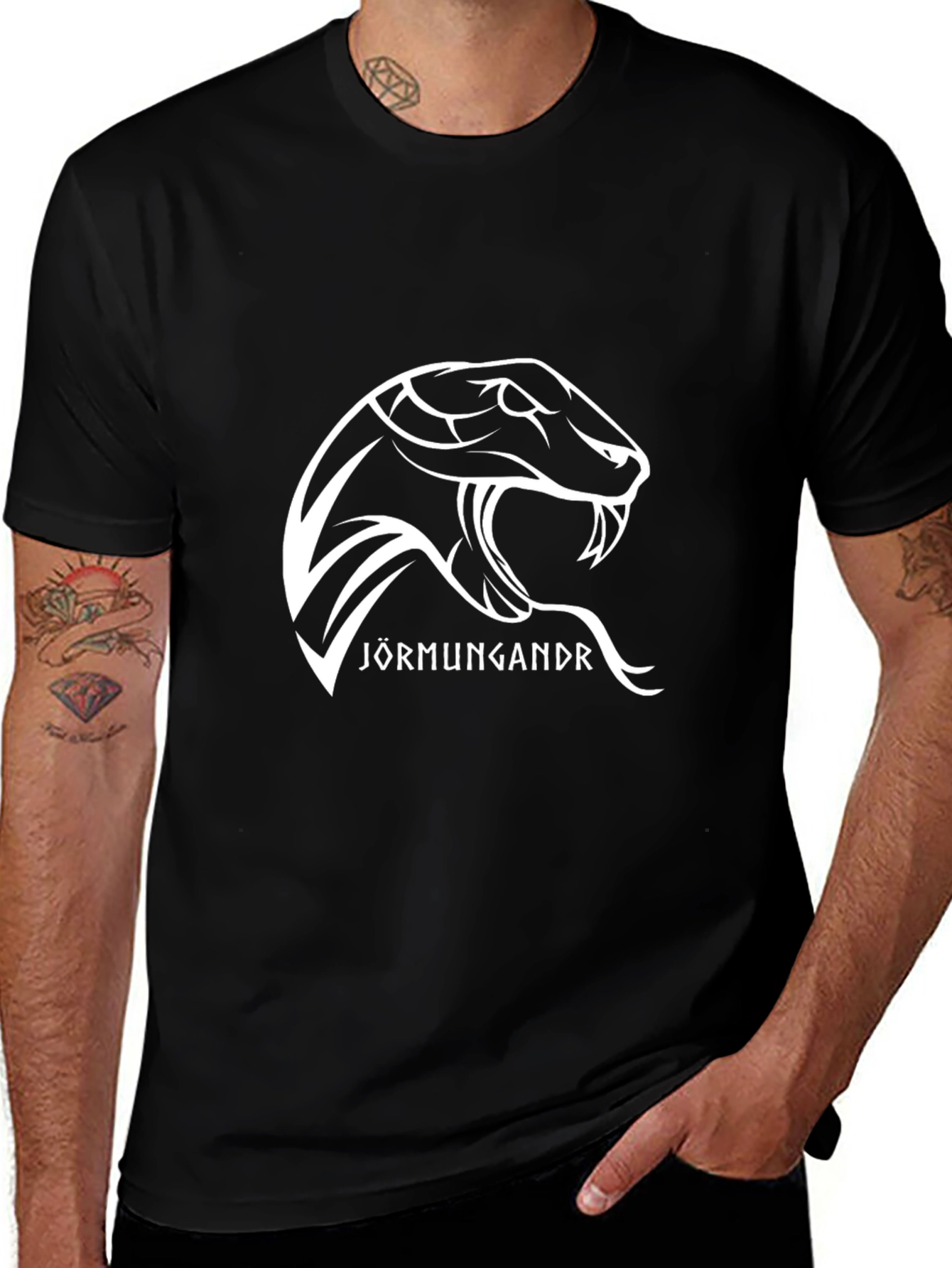 Jörmungandr Snake Graphic Black T-Shirt