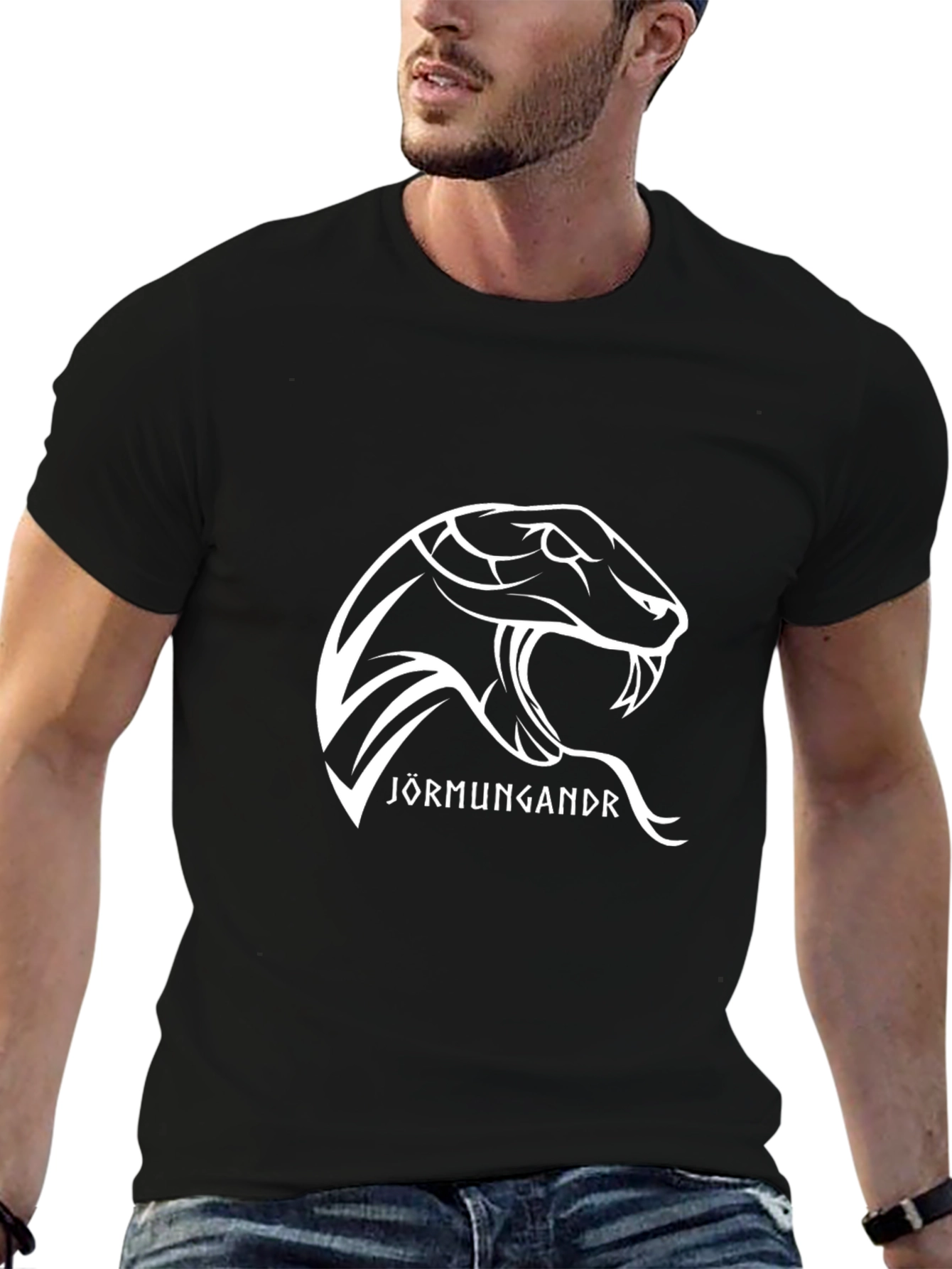 Jörmungandr Snake Graphic Black T-Shirt