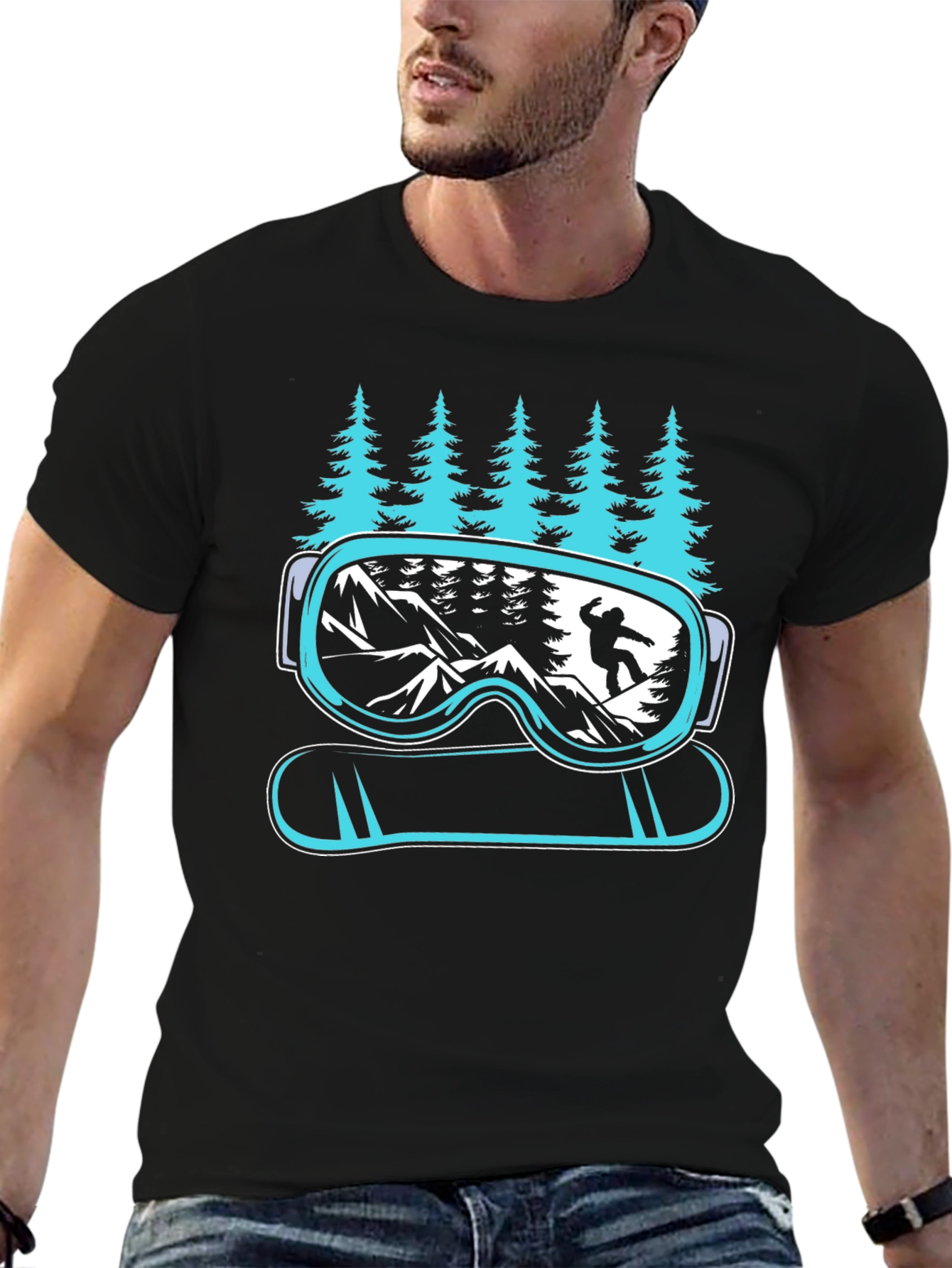 Snowboarder Goggles & Mountain Graphic Tee