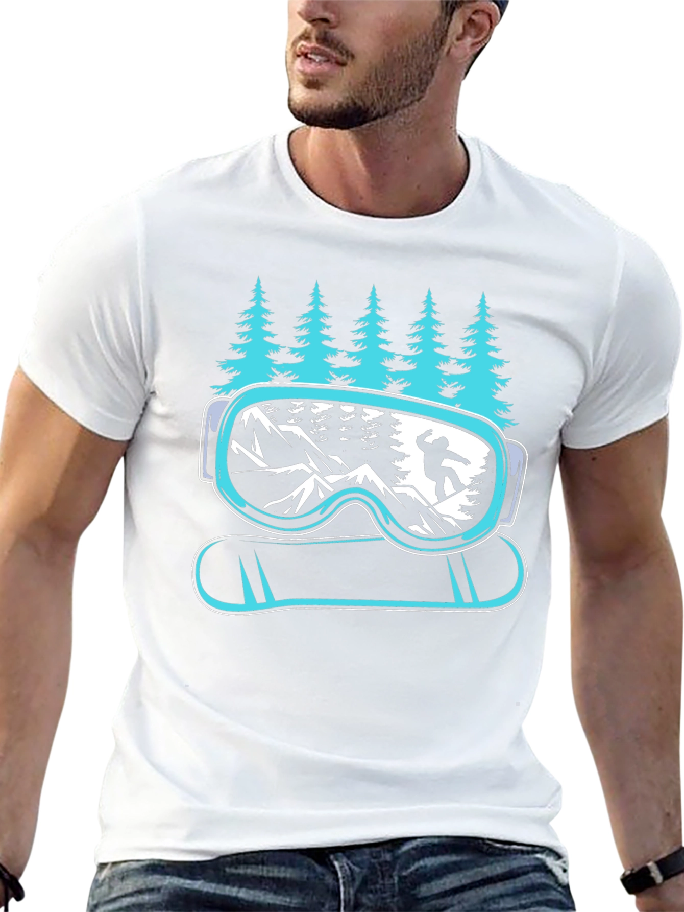 Snowboarder Goggles & Mountain Graphic Tee