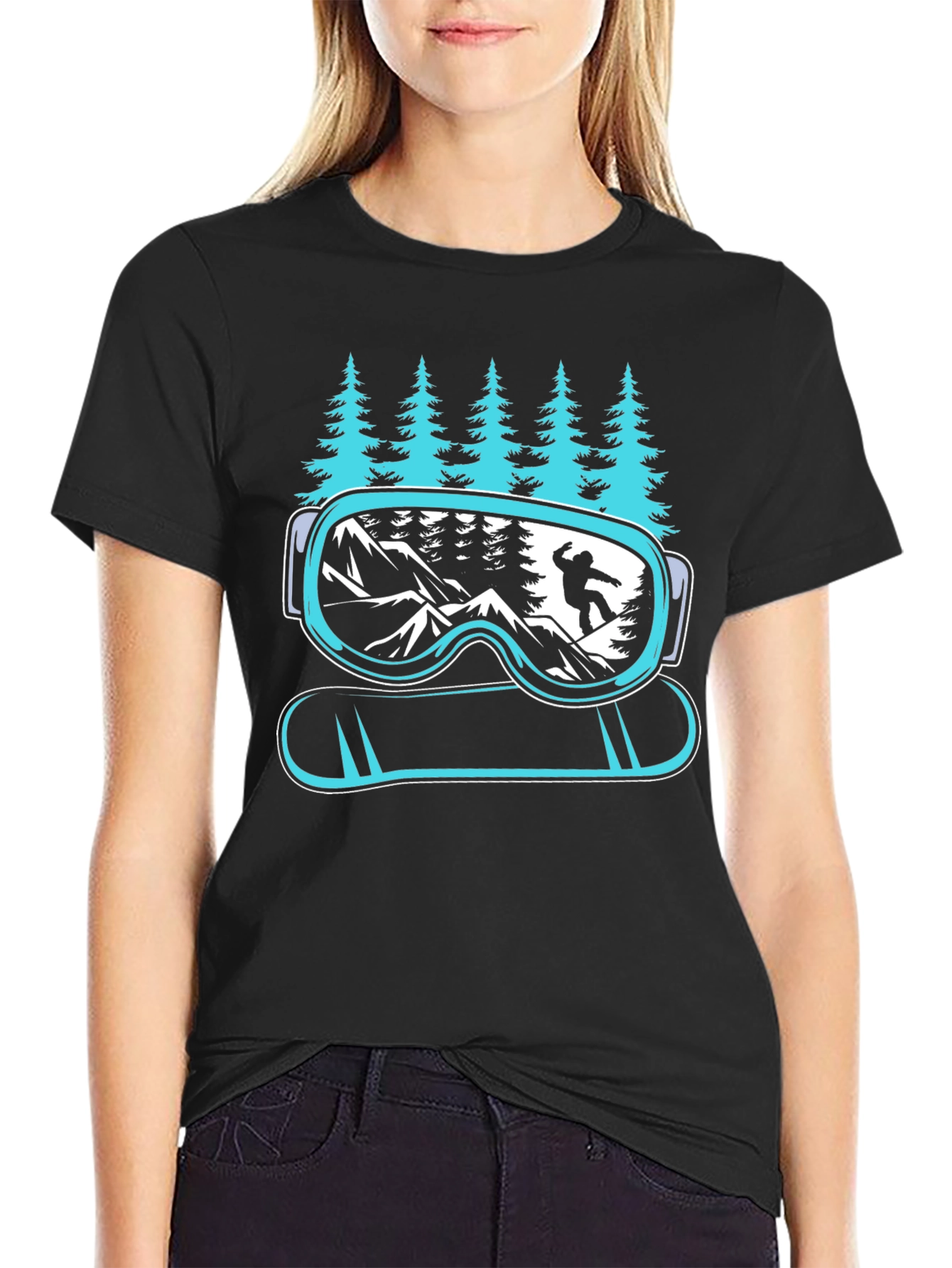 Snowboarder Goggles & Mountain Graphic Tee