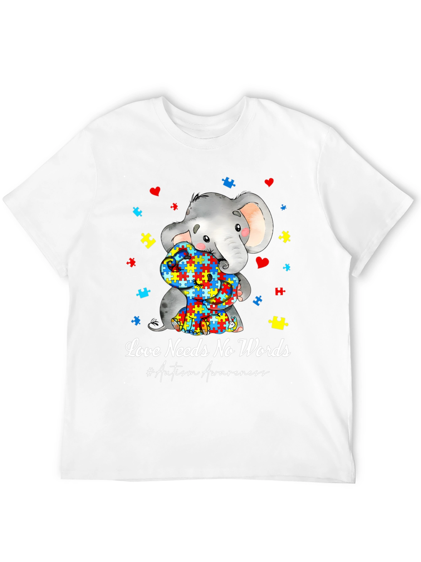 Love Needs No Words Autism Awareness Elephant T-Shirt