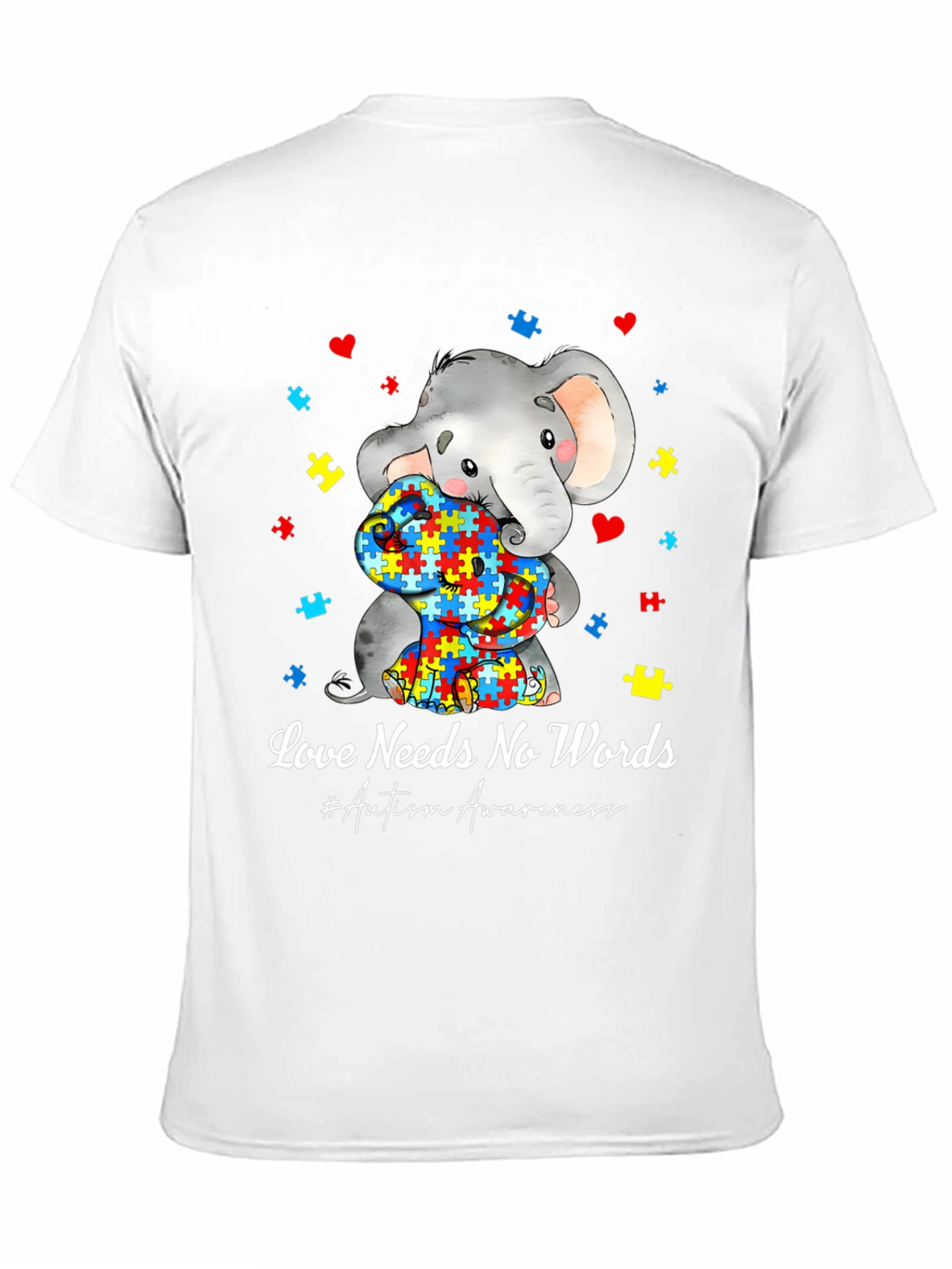 Love Needs No Words Autism Awareness Elephant T-Shirt