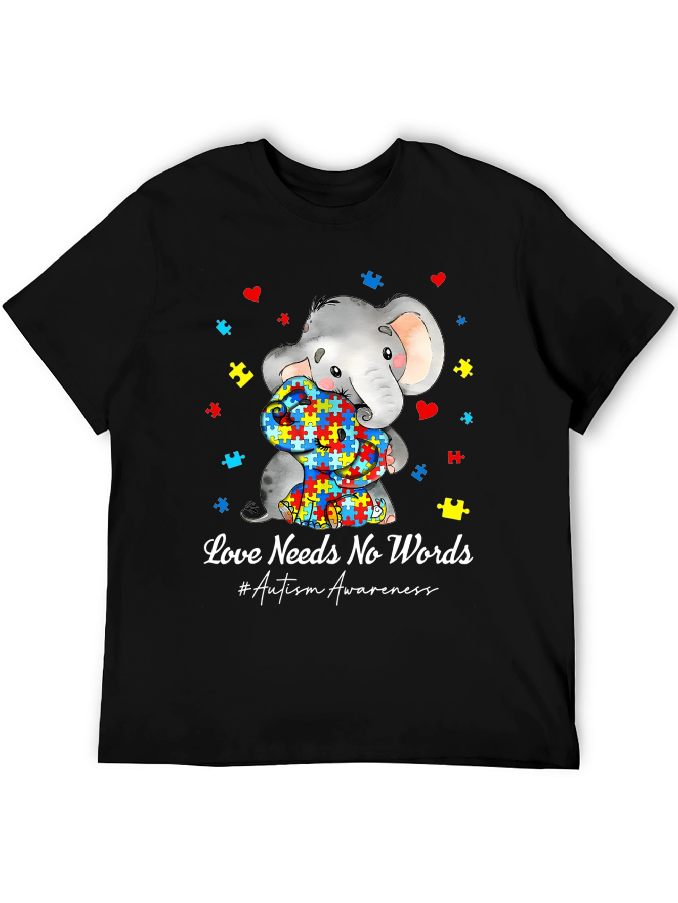Love Needs No Words Autism Awareness Elephant T-Shirt