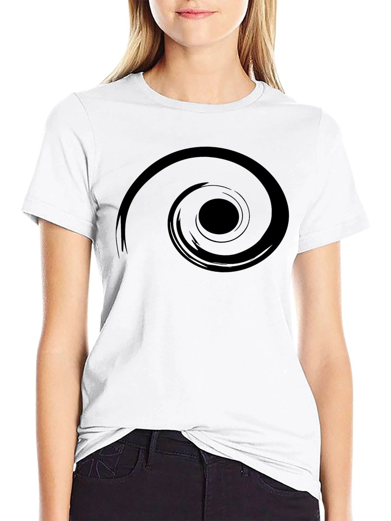 Spiral Graphic Black Tee - Modern Style