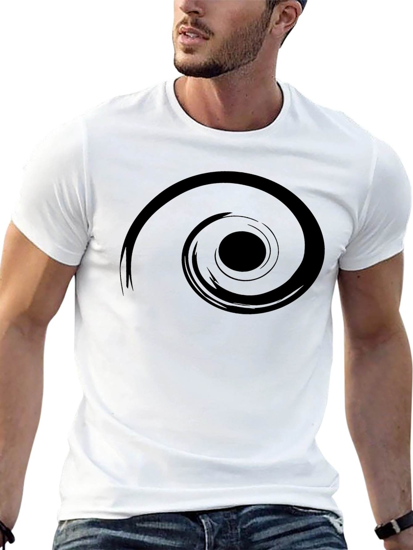 Spiral Graphic Black Tee - Modern Style
