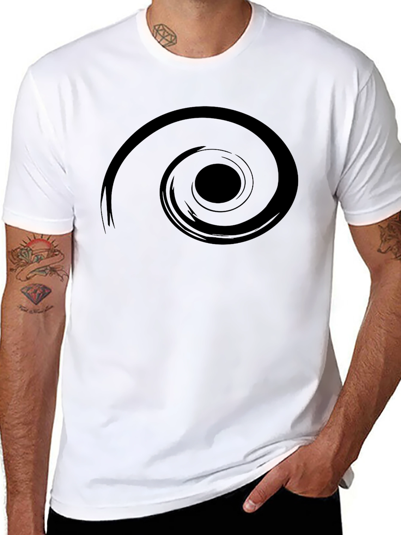 Spiral Graphic Black Tee - Modern Style