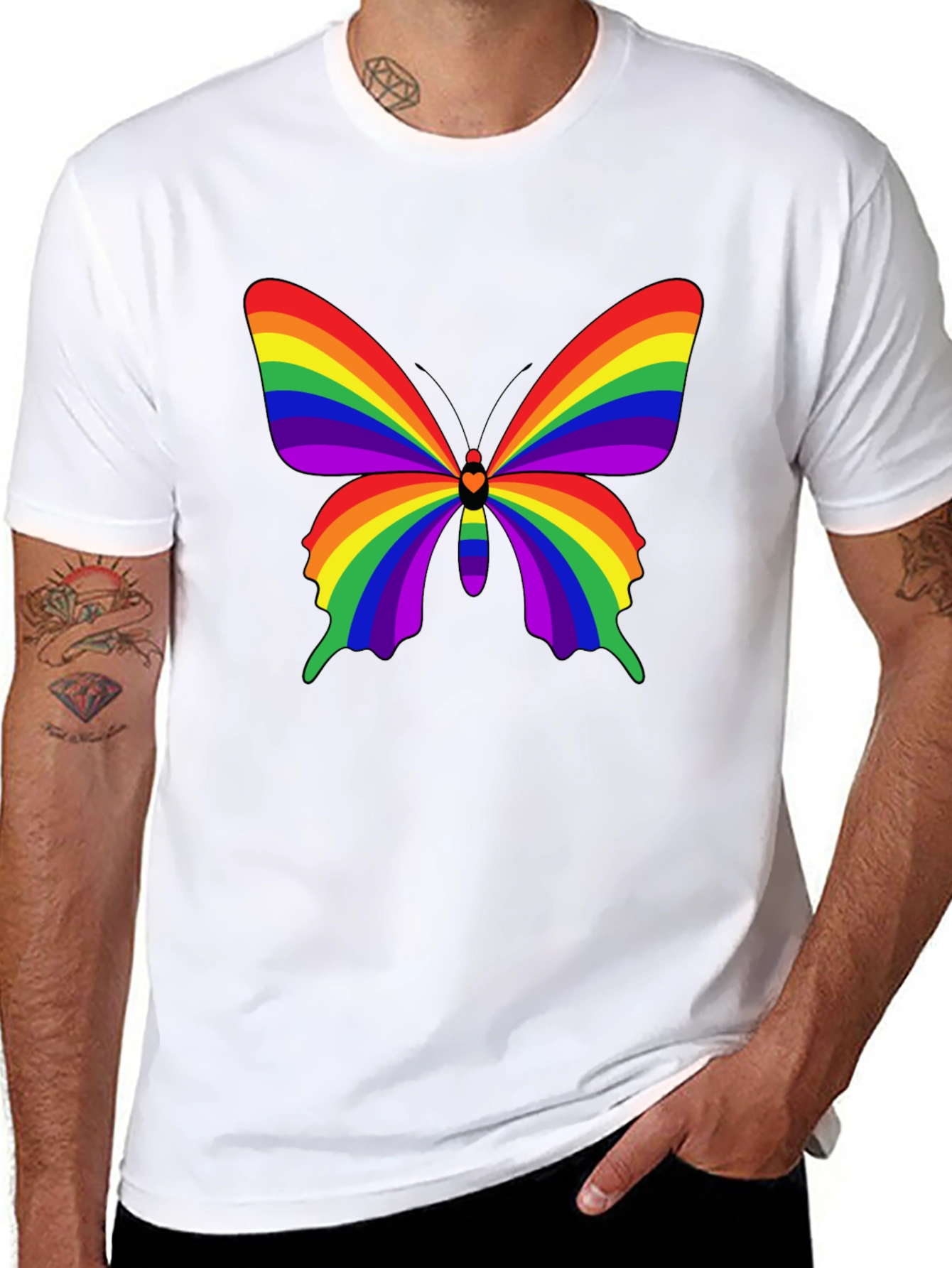Rainbow Butterfly Graphic Tee - Pride & Celebration