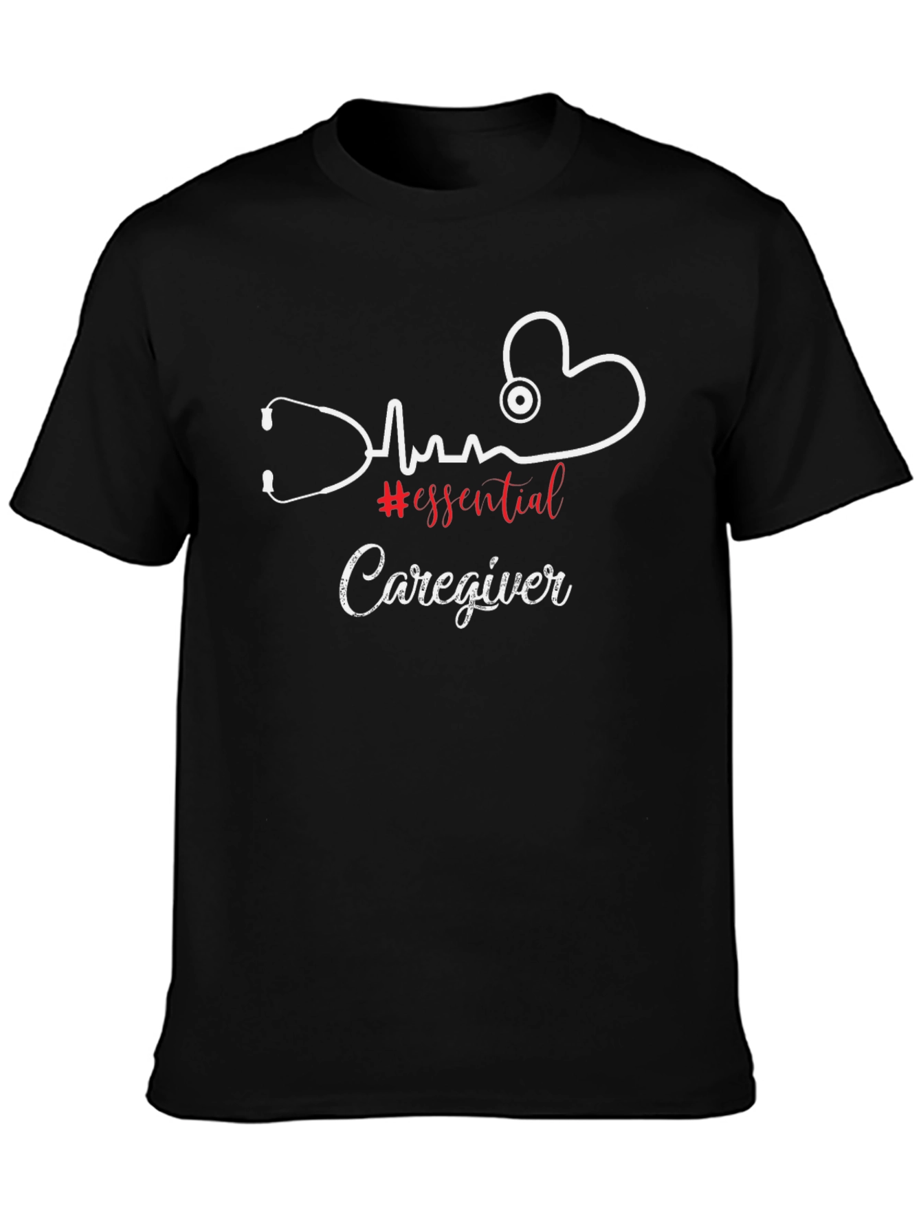 Essential Caregiver T-Shirt - Heartbeat Stethoscope Graphic
