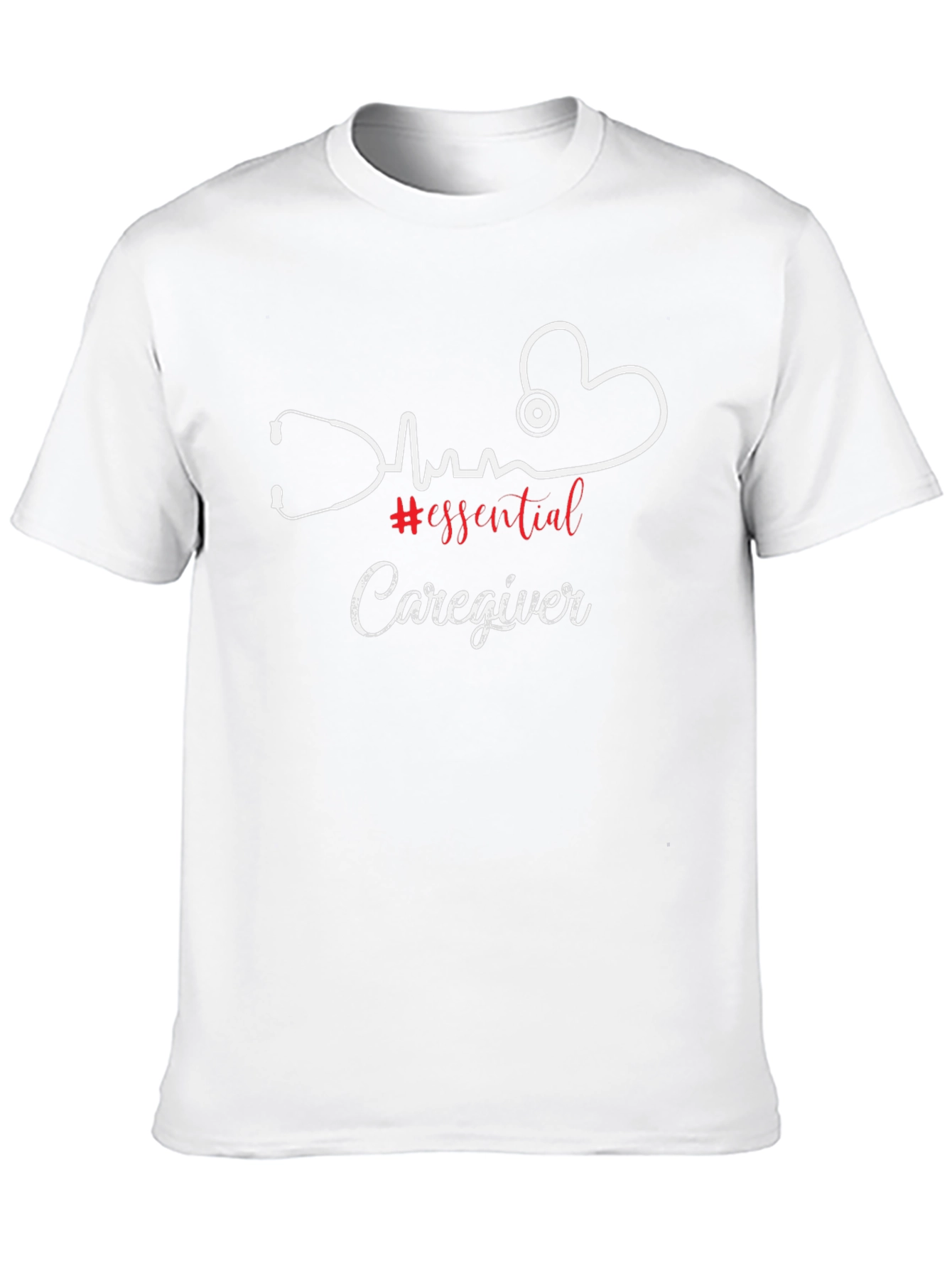 Essential Caregiver T-Shirt - Heartbeat Stethoscope Graphic