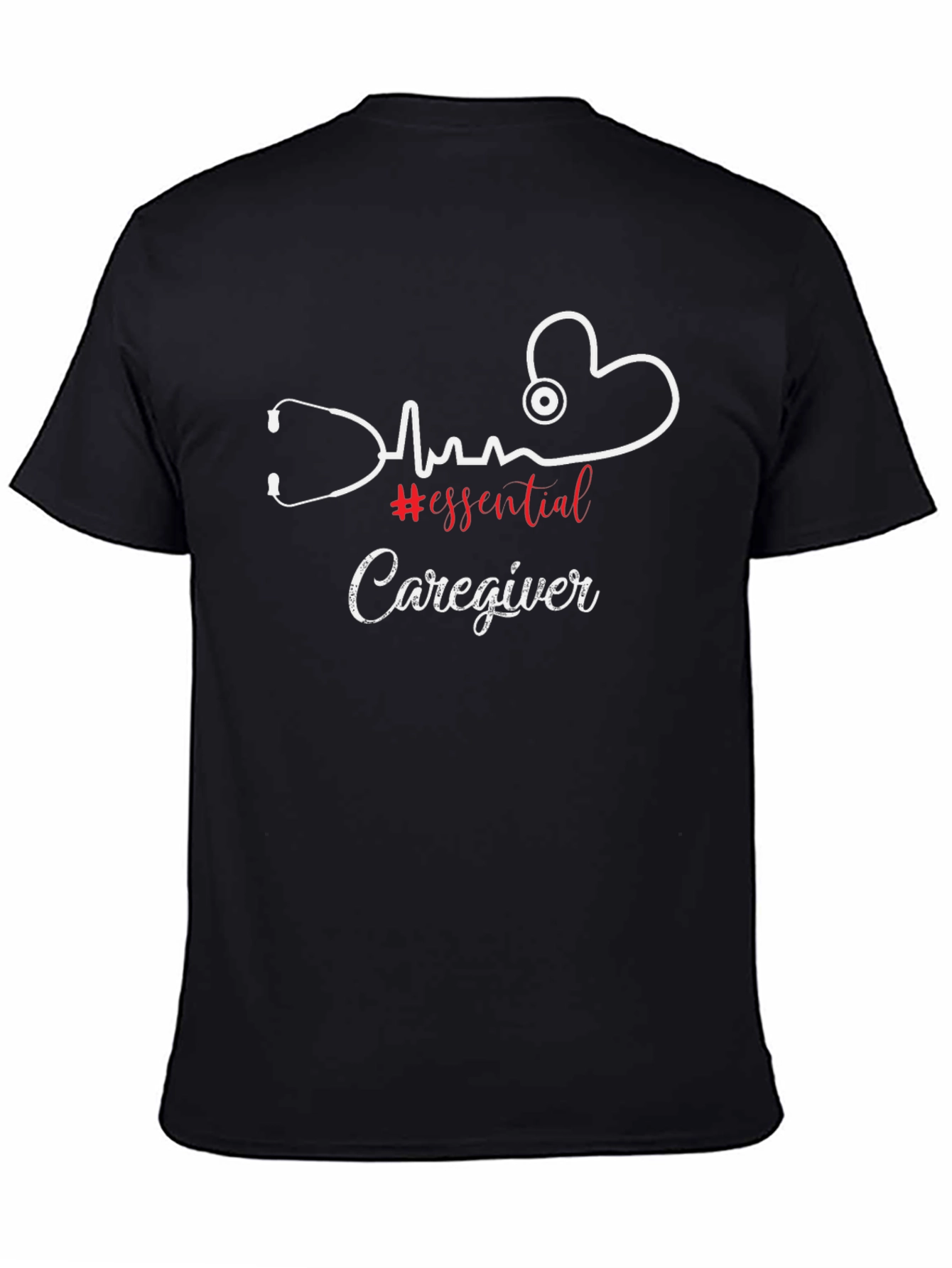 Essential Caregiver T-Shirt - Heartbeat Stethoscope Graphic