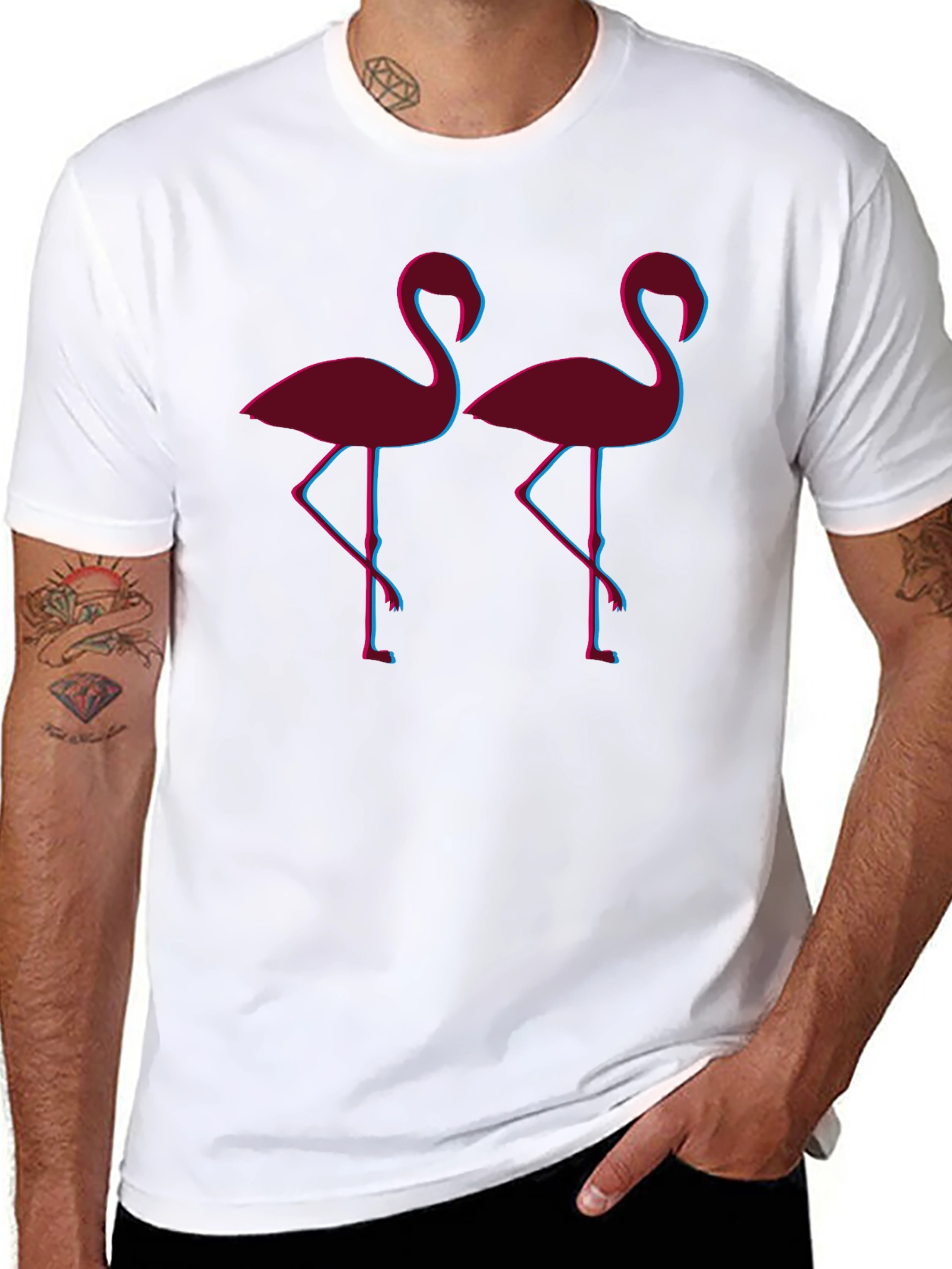 Mens Black Flamingo T-Shirt