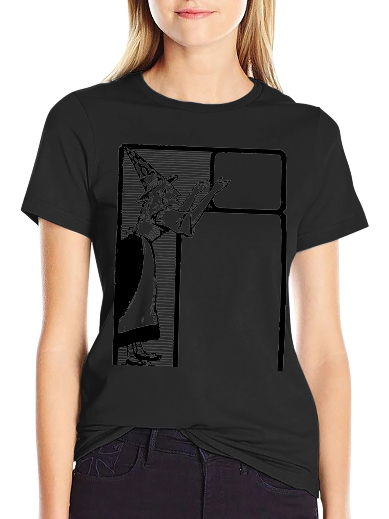 Witch Graphic Tee - Black Cotton T-Shirt