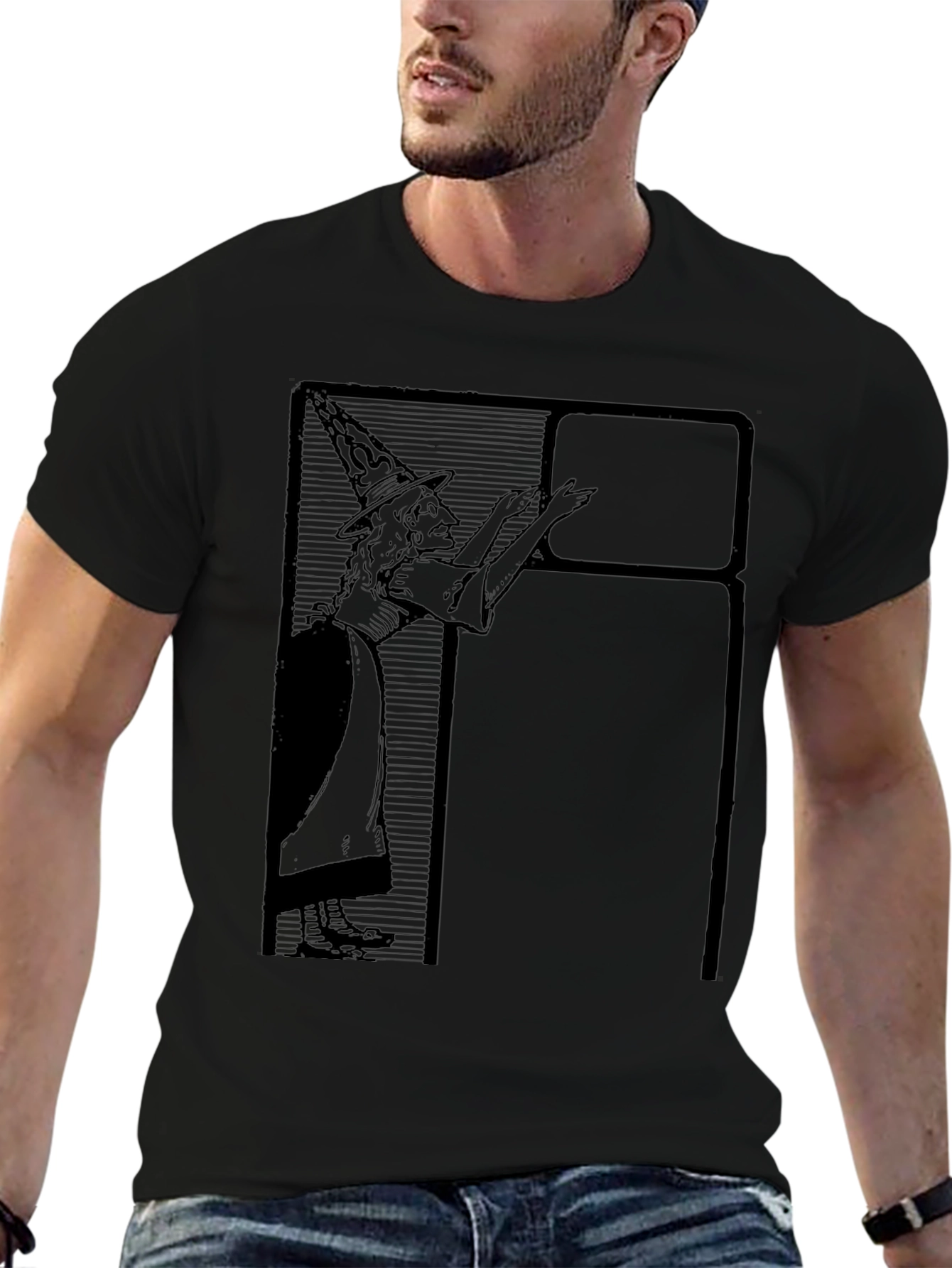 Witch Graphic Tee - Black Cotton T-Shirt