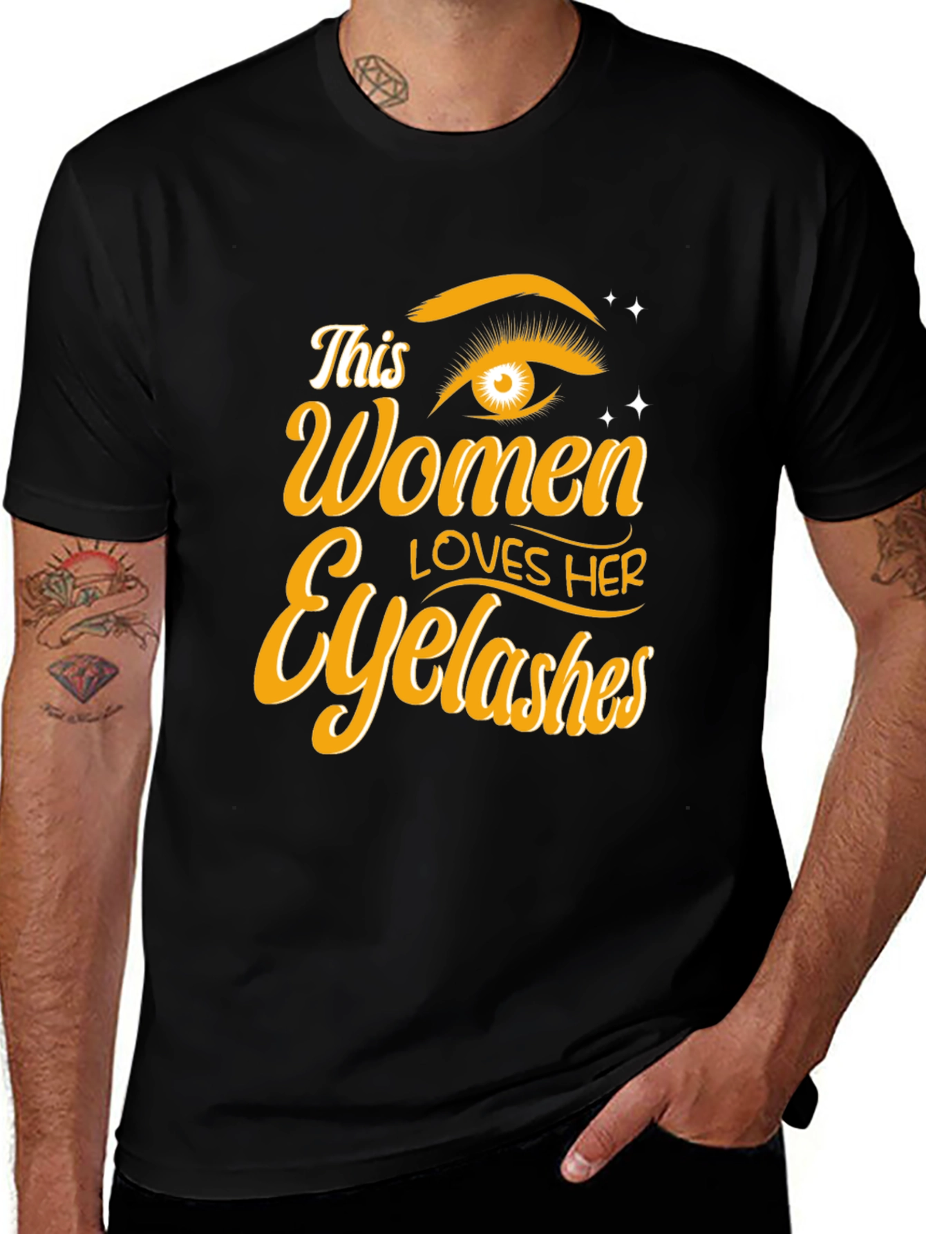 Women Loves Her Eyelashes Black T-Shirt