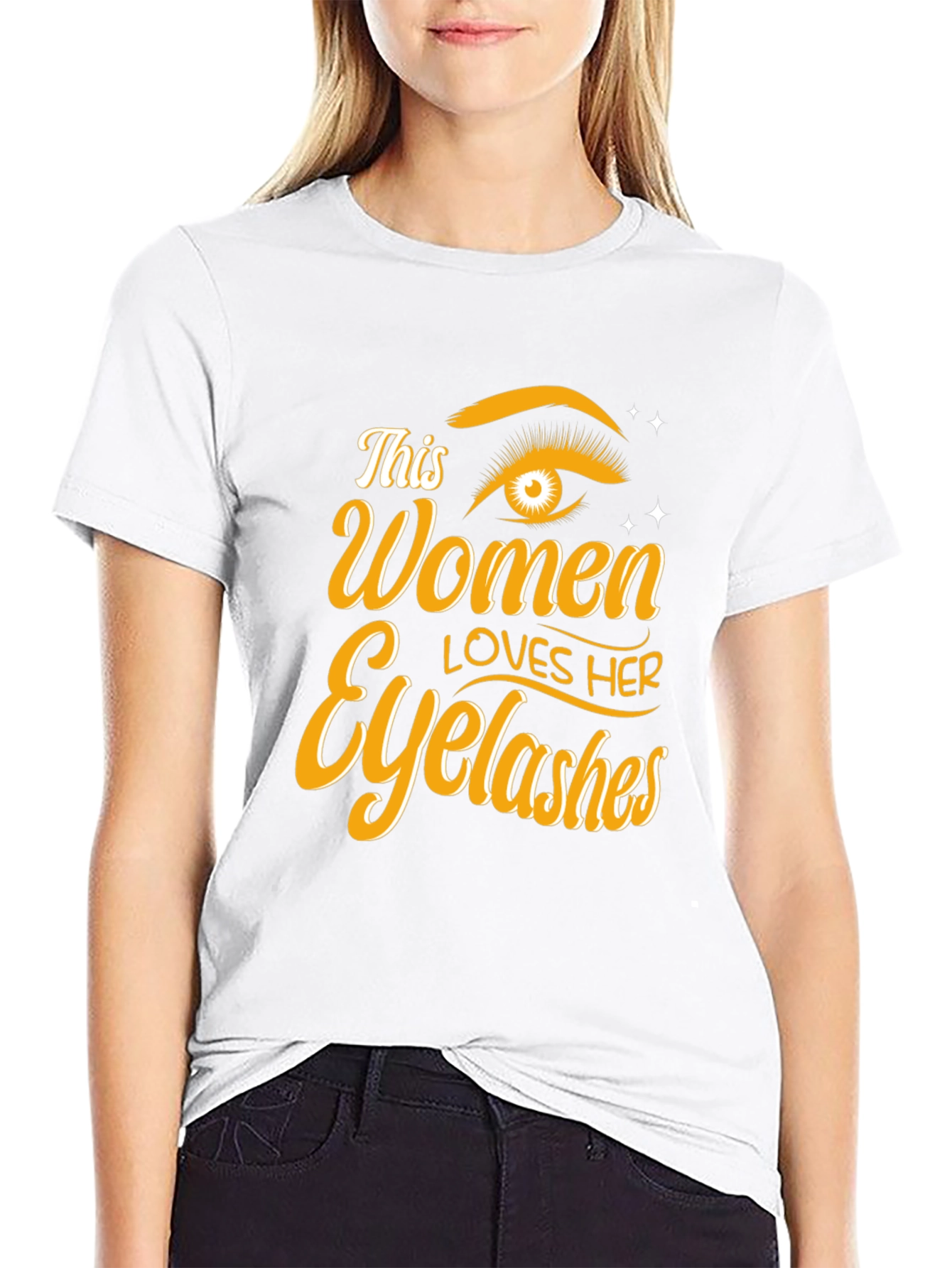 Women Loves Her Eyelashes Black T-Shirt