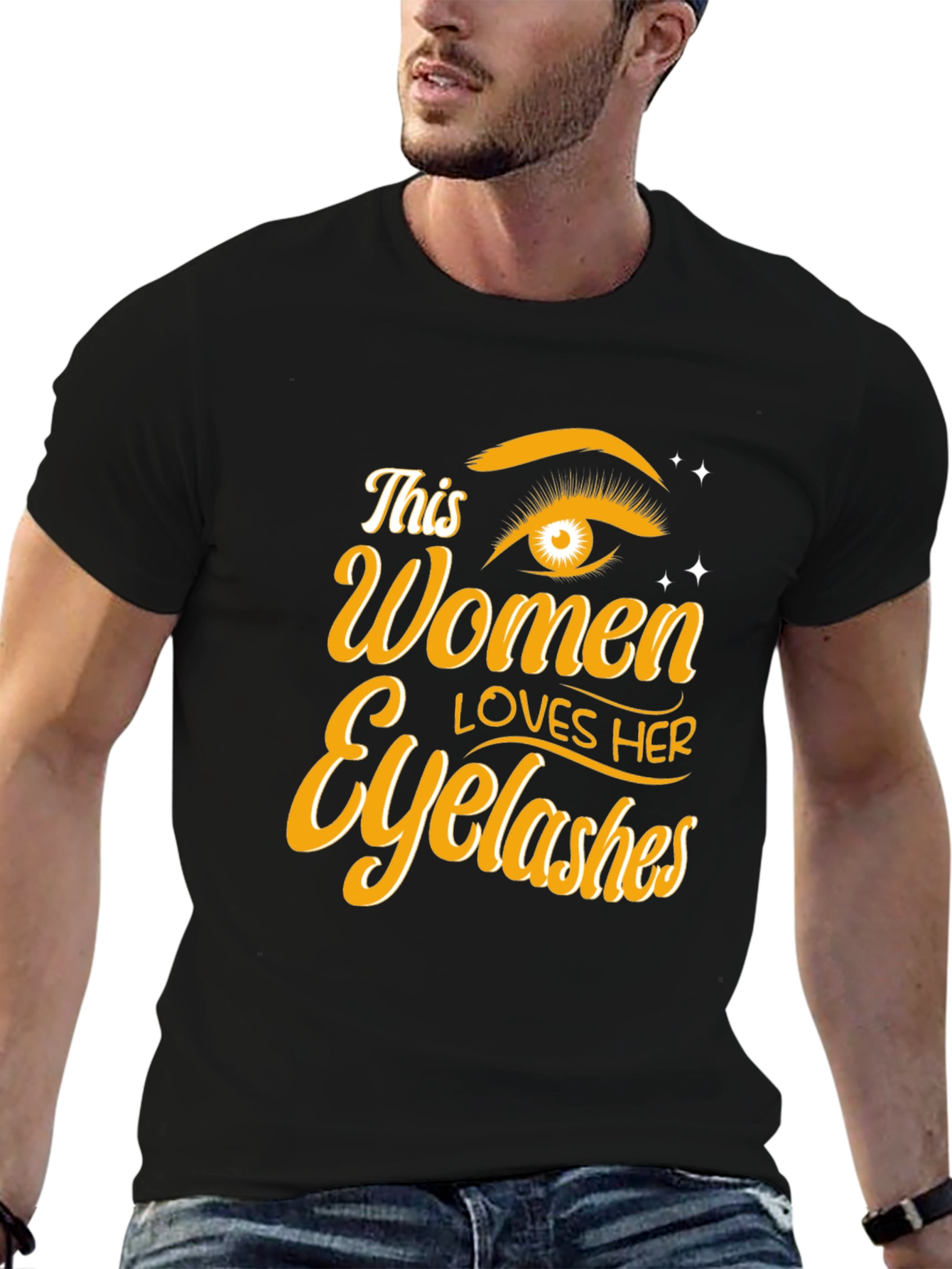 Women Loves Her Eyelashes Black T-Shirt